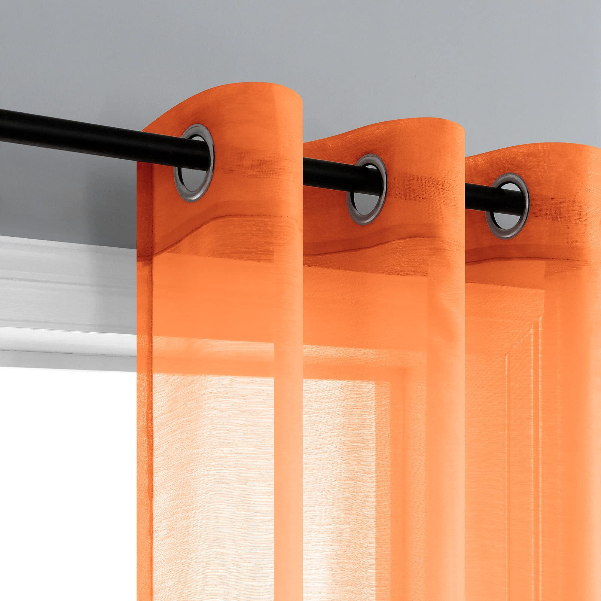 Mrs.Naturall Orange Halloween Curtains 63 Inch Length For Bedroom Boys Room Autumn Decorations For Home Thanksgiving Fall Havest Decor 2 Panel Set Grommet Window Sheers For Living Room