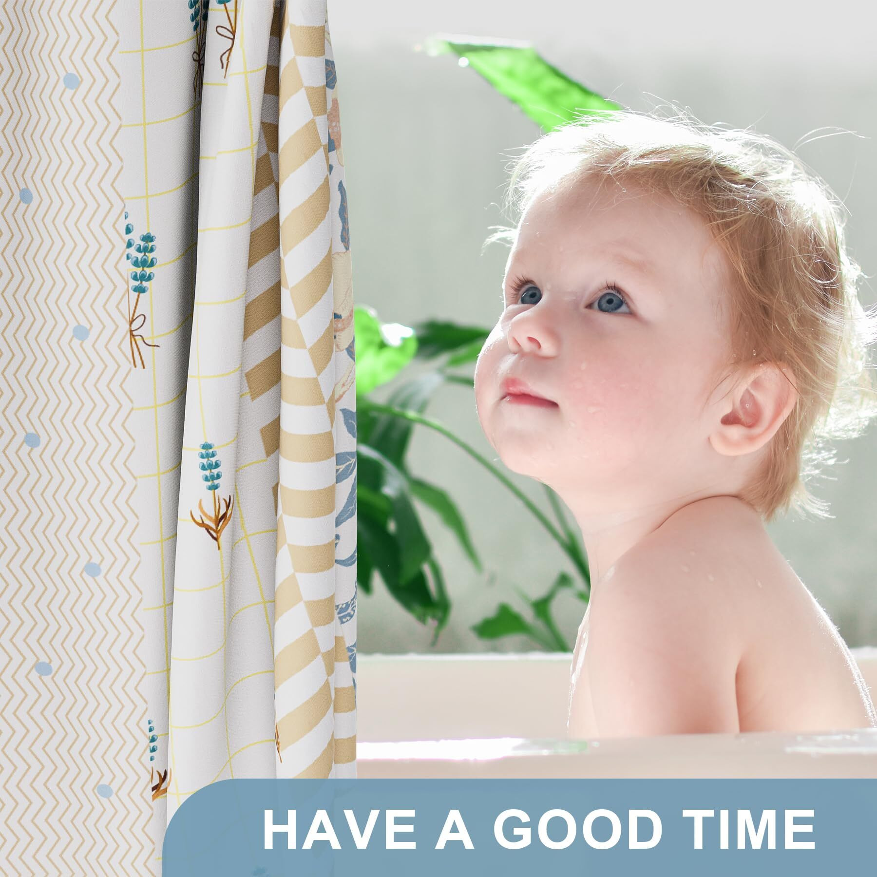 Amazerbath Shower Curtain  72&quot&quotX72&quot&quot Washable Cloth Spring Blue Blossom Serenity Shower Curtain With 12 Shower Curtain Hooks  Fabric Colorful Romantic Style Shower Curtain Set For Bathroom Home Decor