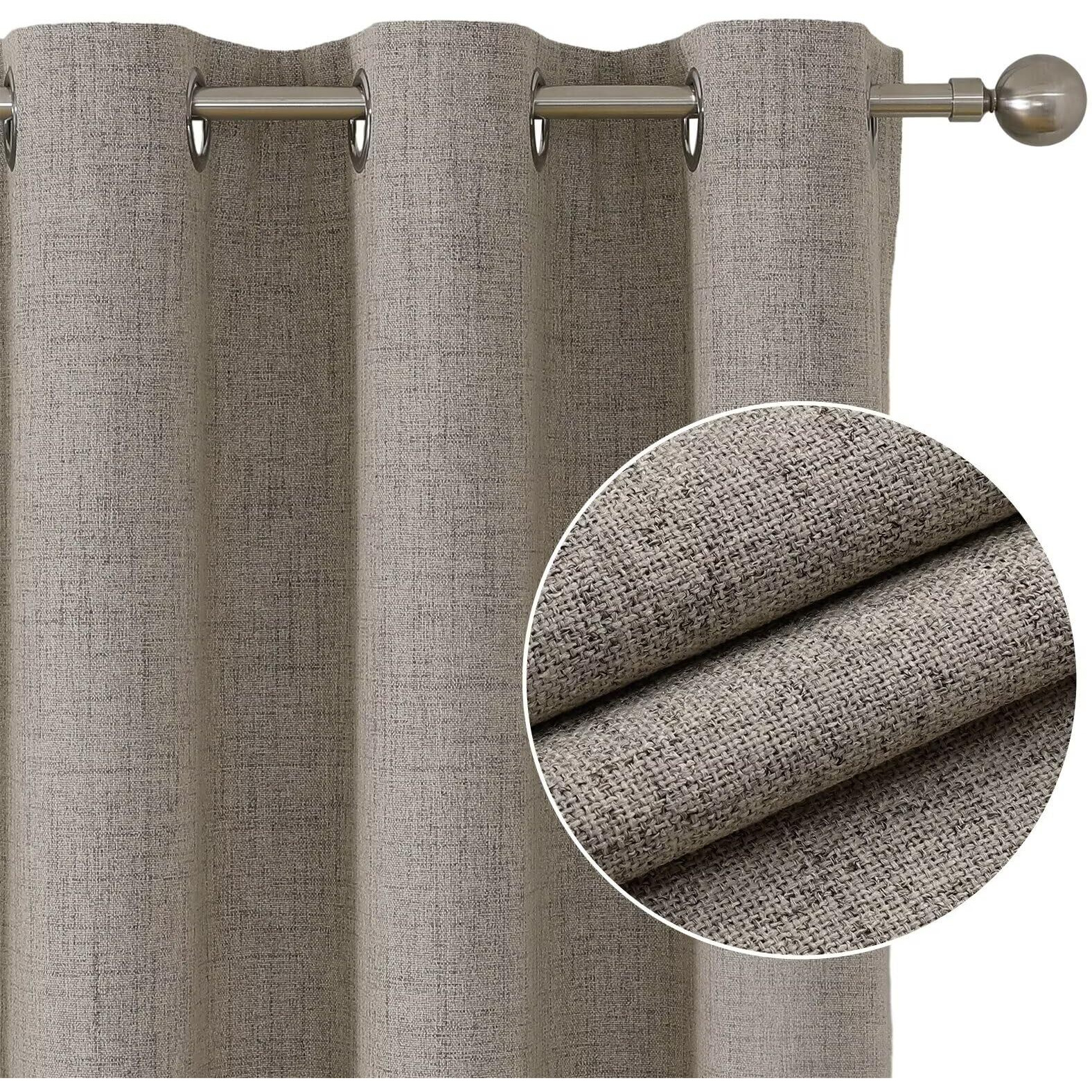 Joydeco 100% Linen Blackout Room Divider Curtains  Extra Wide Sliding Door Curtains Living Room Curtains  1 Panel 70X108 Inch Patio Door Curtains For Room Privacy