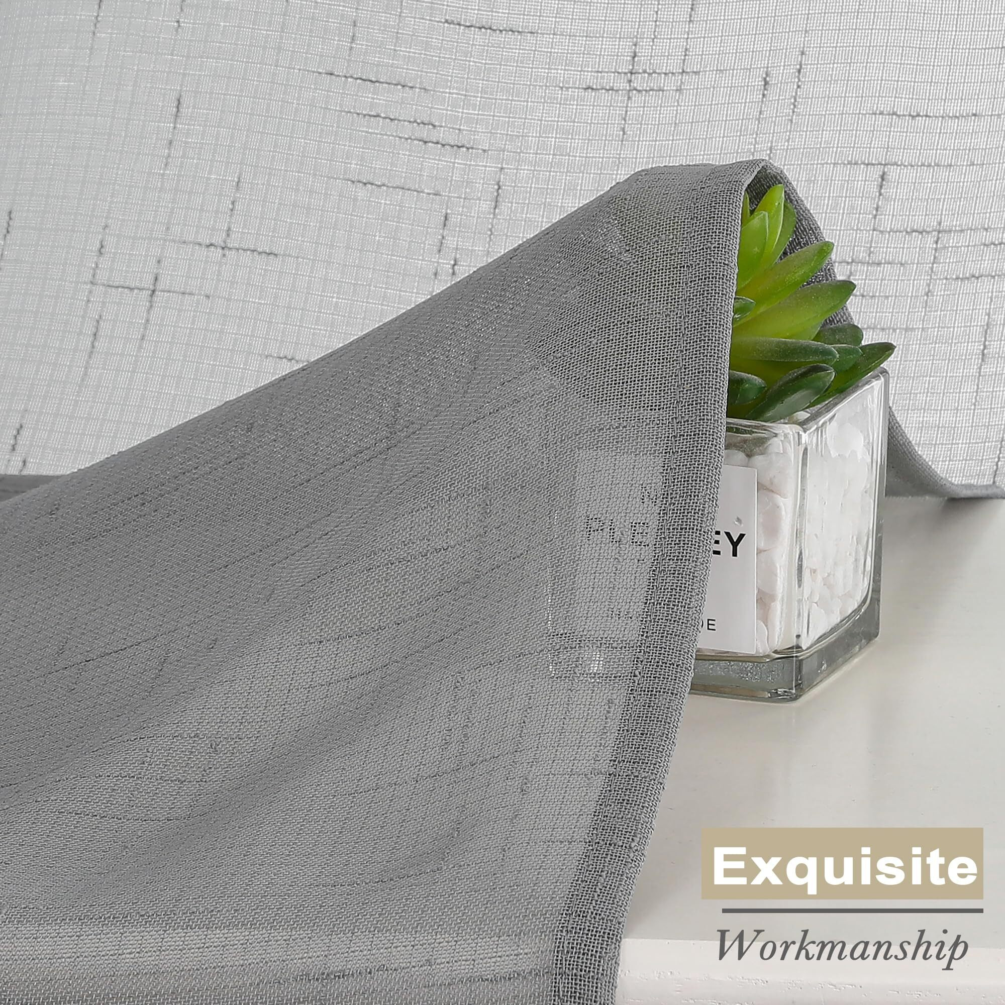 Aiyufeng Gray Sheer Curtains 54 Inch Length 2 Panel Set  Fresh Farmhouse 54 Inch Long Sheer Linen Look Airy & Lightweight Elegant Window Treatments For Bedroom/Living Room/Kitchen  30Wx54L Inch