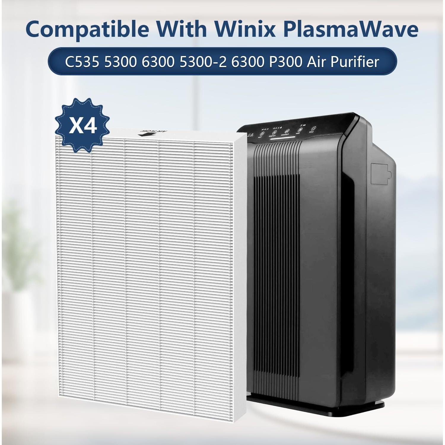 C535 Replacement Filter Compatible With Winix C535 Replacement Filtetr For Winx Plasmawave 5300-2  C535  P300  6300-2  5300  9000 Air Purifier  H13 Hepa Filters  Replace 115115 Size 21 Filter A