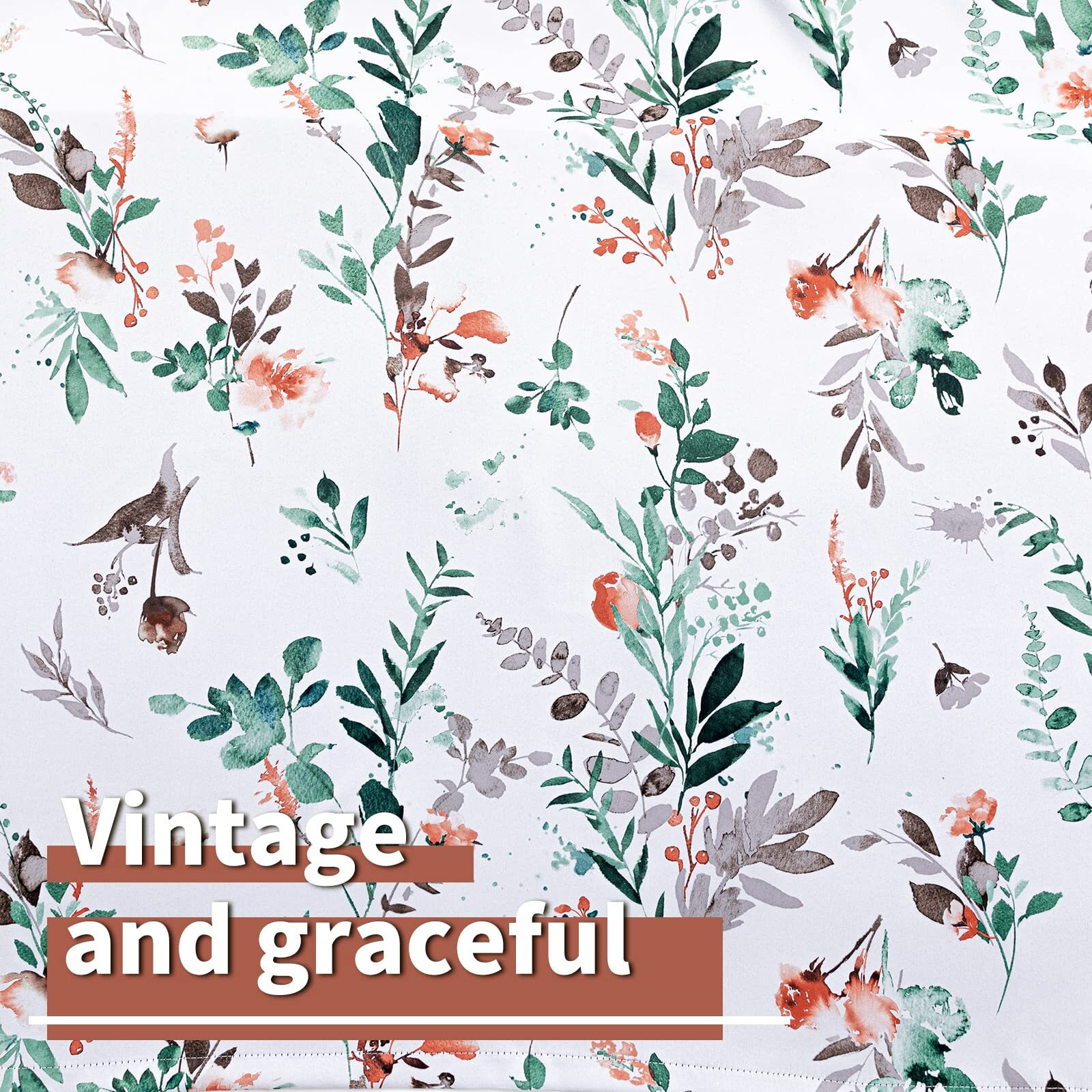 Mysky Home Bedroom Curtains Room Darkening Fall Curtains 63 Inches Long Floral Drapes For Kitchen Dormer Window Thermal Insulated Panels Vintage Classical Floral Printing  2 Panels  Orange
