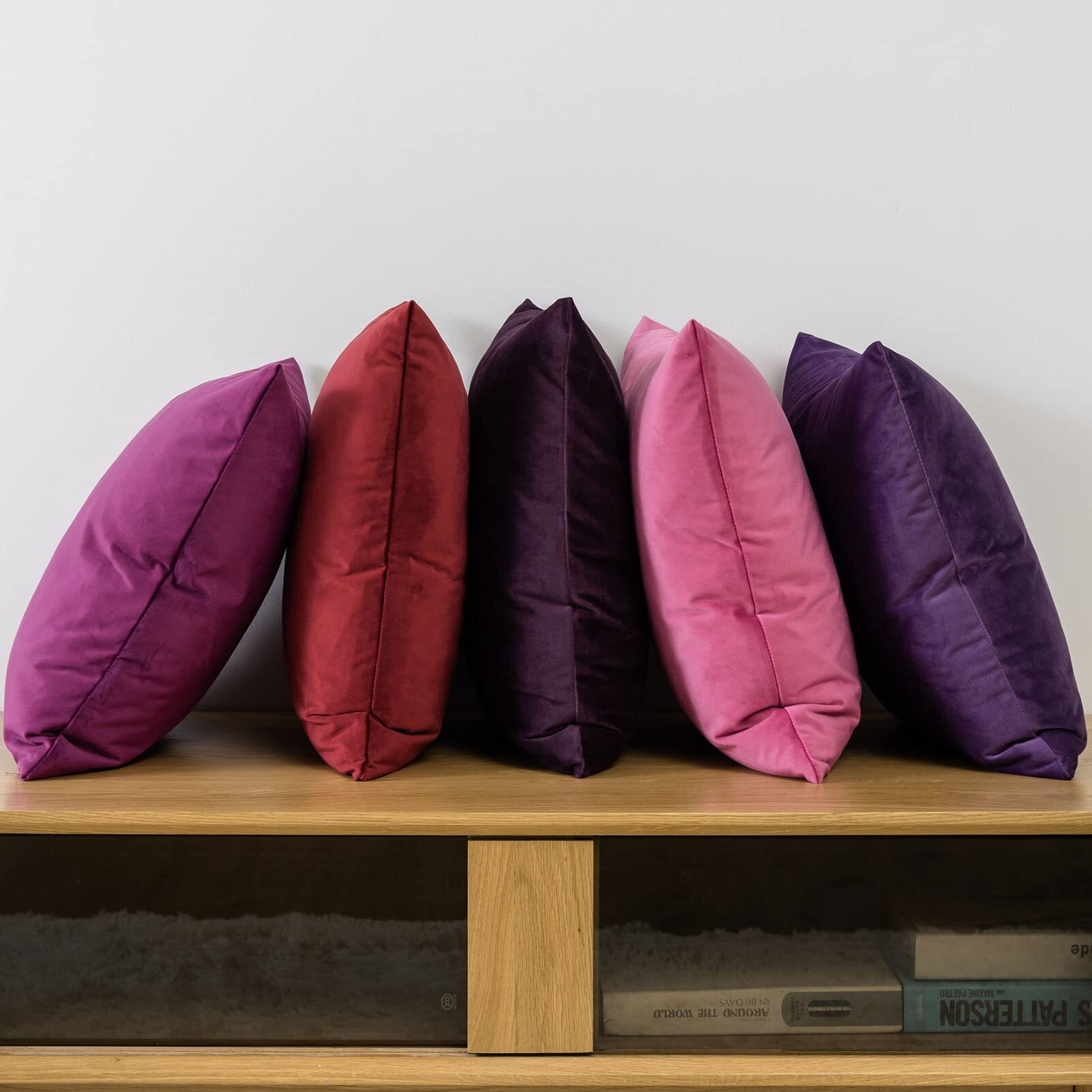 Juspurbet Christmas Burgundy Velvet Throw Pillow Covers 26X26 Inch Set Of 2 For Living Room Couch Sofa Bedroom Decorative Square Solid Soft Cushion Cases With Invisible Zipper