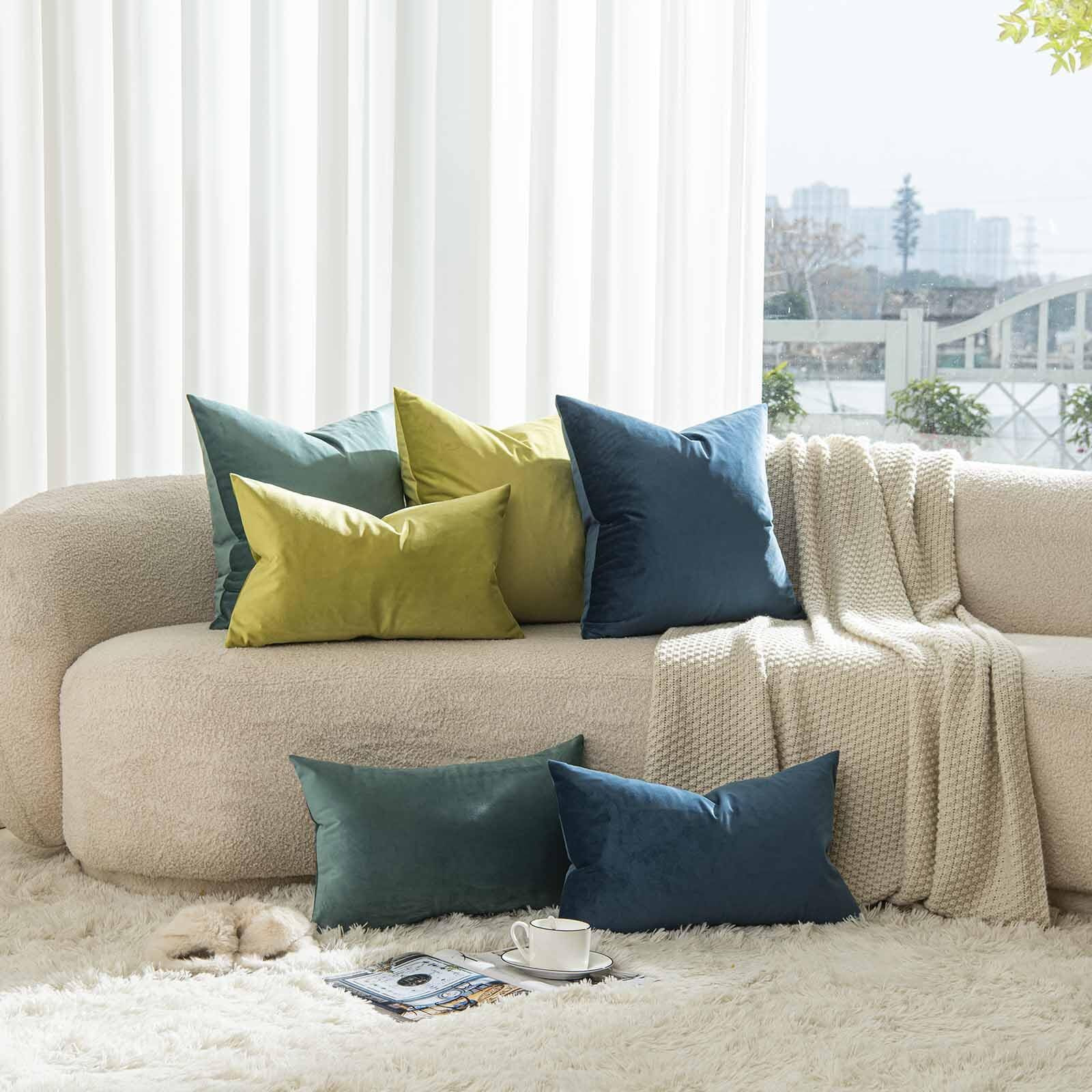 Juspurbet Prussian Velvet Throw Pillow Covers 26X26 Inch Set Of 2 For Living Room Couch Sofa Bedroom Decorative Square Solid Soft Cushion Cases With Invisible Zipper
