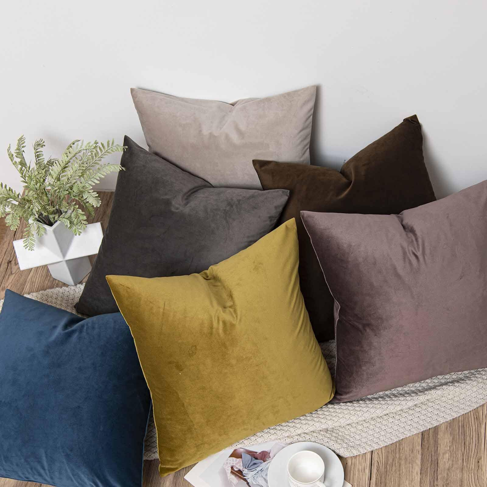 Juspurbet Prussian Velvet Throw Pillow Covers 26X26 Inch Set Of 2 For Living Room Couch Sofa Bedroom Decorative Square Solid Soft Cushion Cases With Invisible Zipper