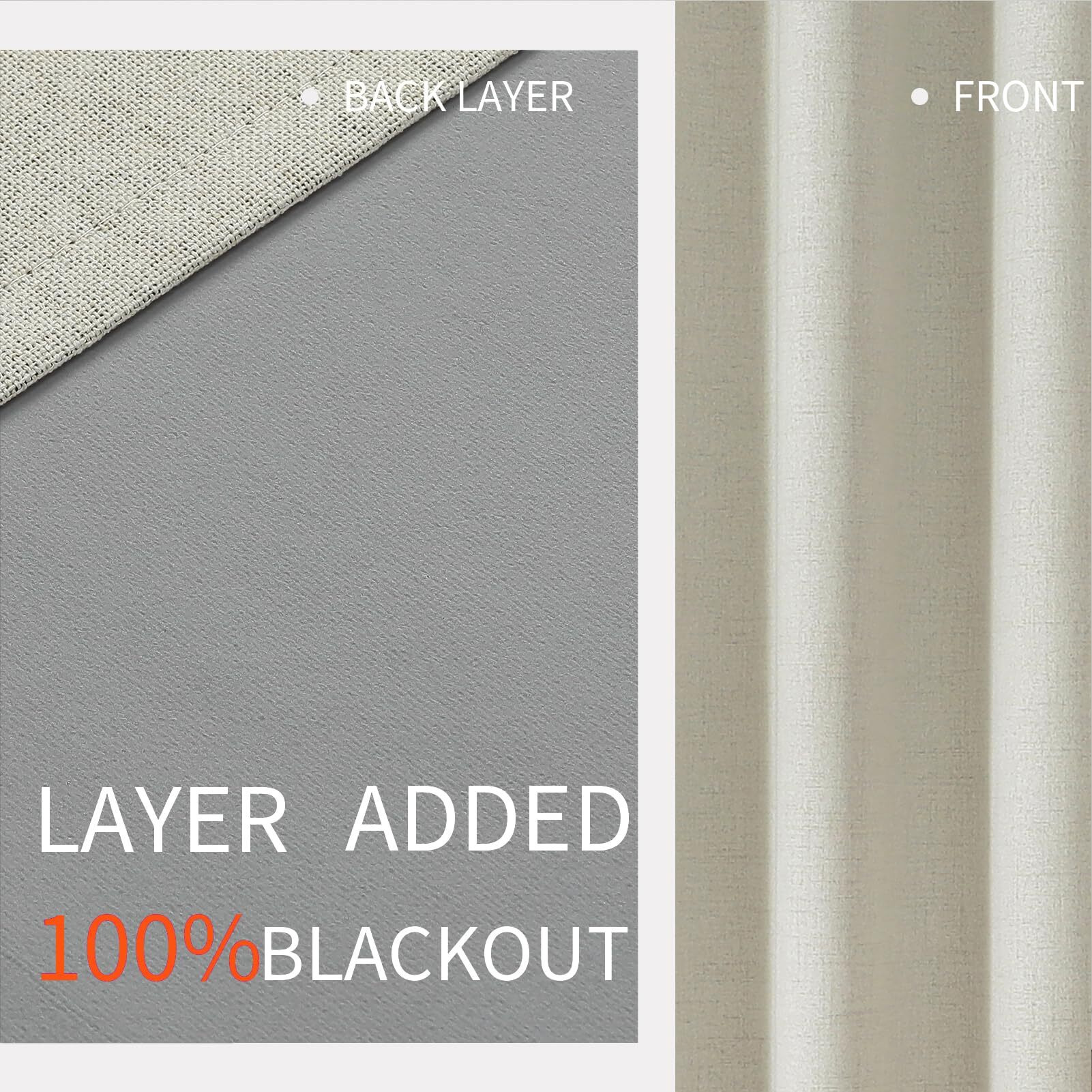 Joydeco Light Beige 90 Inch Blackout Curtains  Blackout Curtains 90 Inches Long For Living Room Bedroom  Thermal Insulated Linen Blackout Curtains With Grommets(52X90 Inch  Light Beige)
