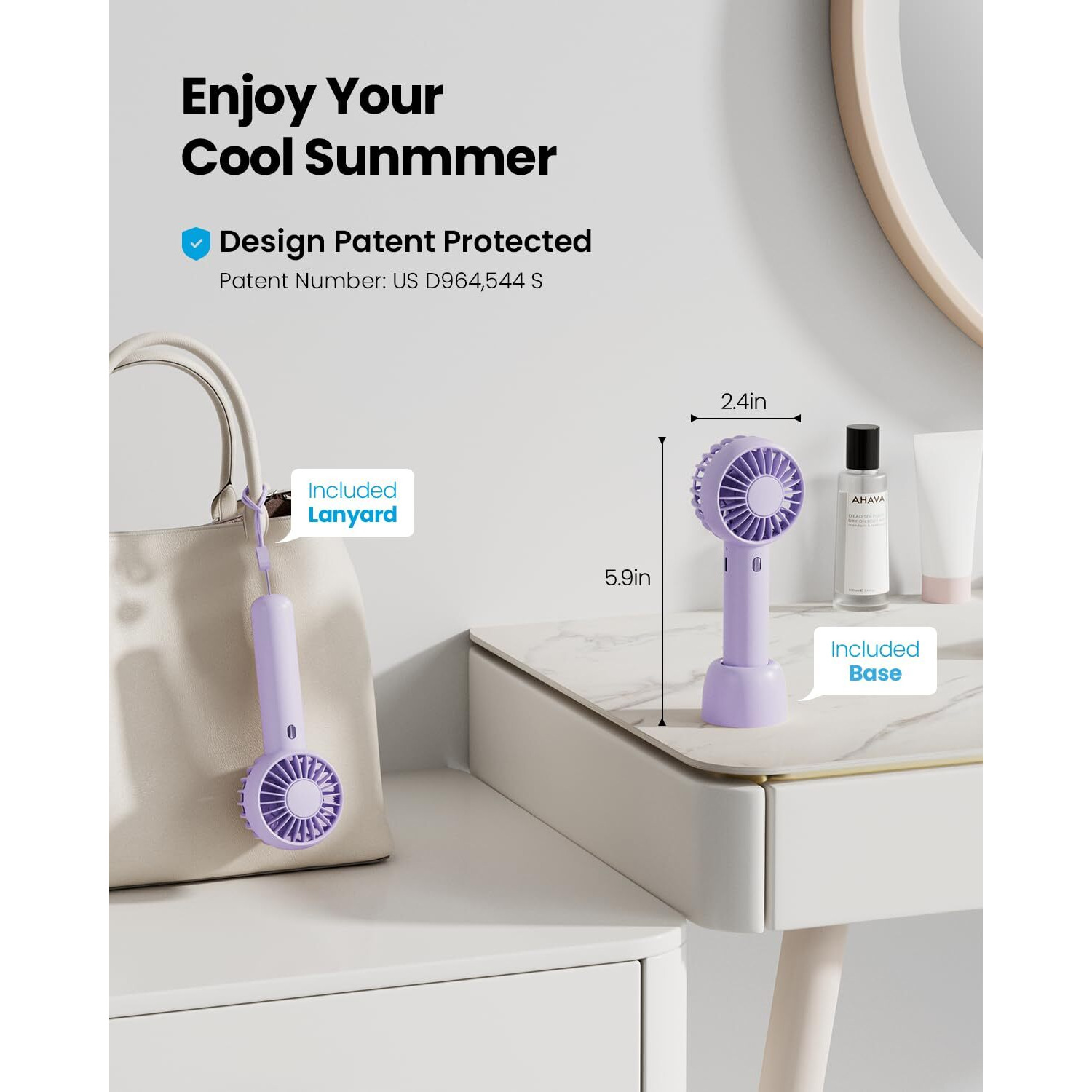 Gaiatop Mini Portable Fan  Powerful Handheld Fan  Cute Design 3 Speed Personal Small Desk Fan With Base  Lightweight Makeup Usb Rechargeable Fan For Stylish Girl Women Travel Indoor Outdoor Purple