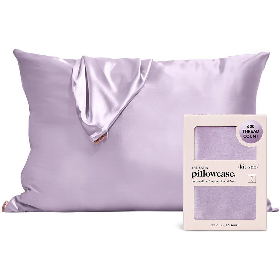 Kitsch Satin Pillowcase With Zipper For Hair & Skin  Softer Than Silk Pillow Cases Queen  Smooth Pillow Covers  Machine Washable  Wrinkle-Free  Cooling Satin Pillow Cases Standard Size 19X26  Lavender
