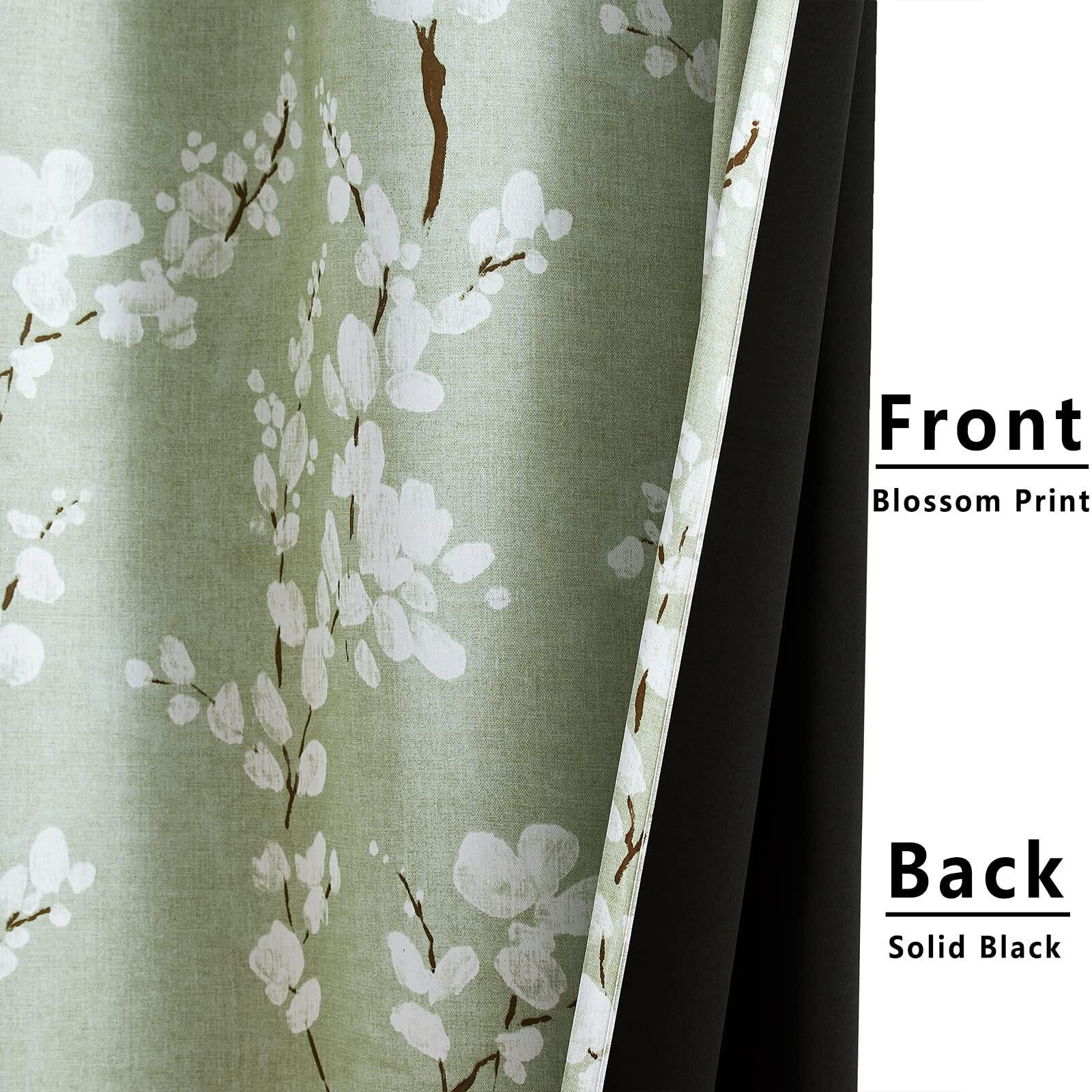 Fmfunctex Green Kitchen Valance Curtain For Windows Bathroom Living Room Bedroom  Blossom Blackout Window Valance Thermal Insulated Rod Pocket Valance Curtains  50"" W X 18"" L  Sage Green And White