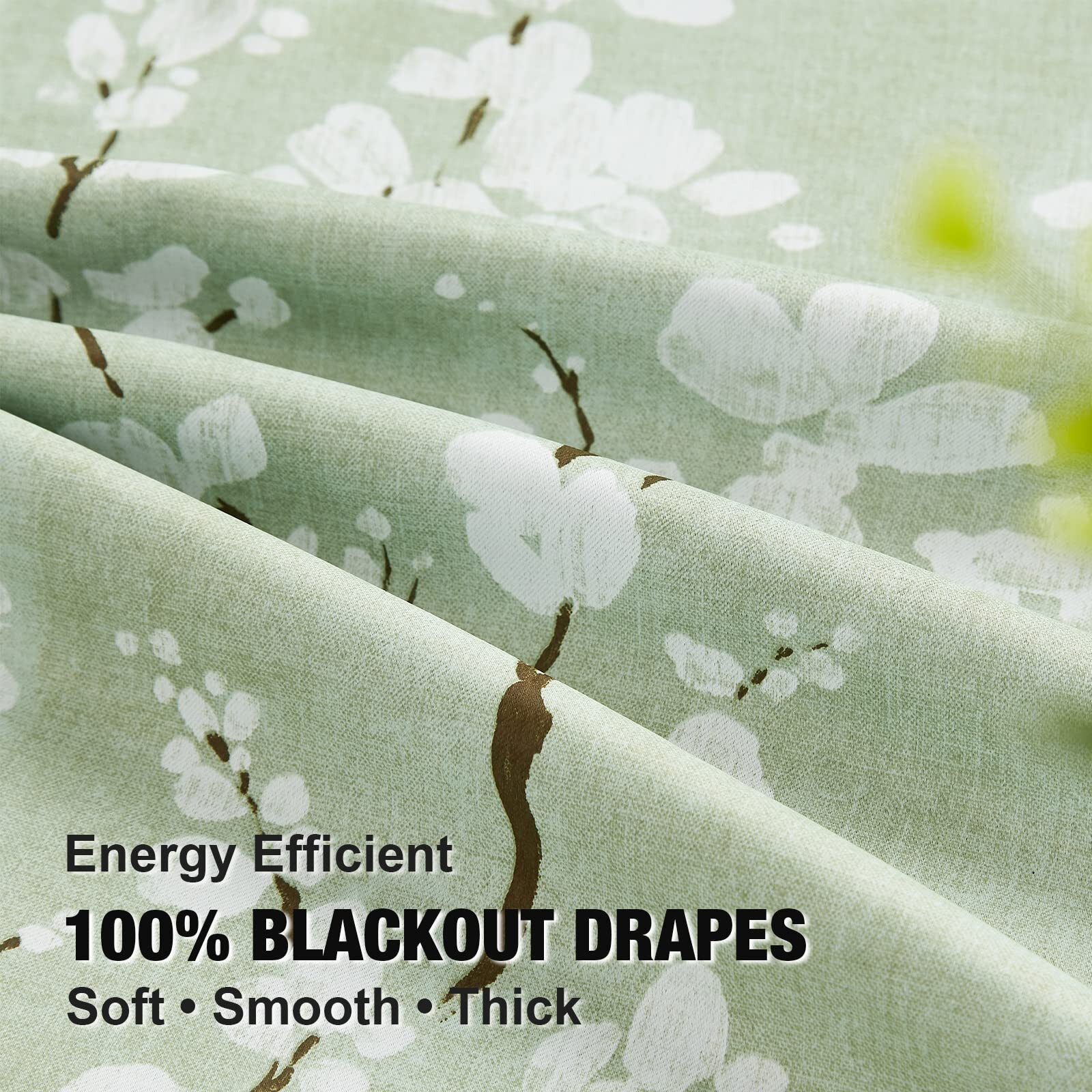 Fmfunctex Green Kitchen Valance Curtain For Windows Bathroom Living Room Bedroom  Blossom Blackout Window Valance Thermal Insulated Rod Pocket Valance Curtains  50"" W X 18"" L  Sage Green And White