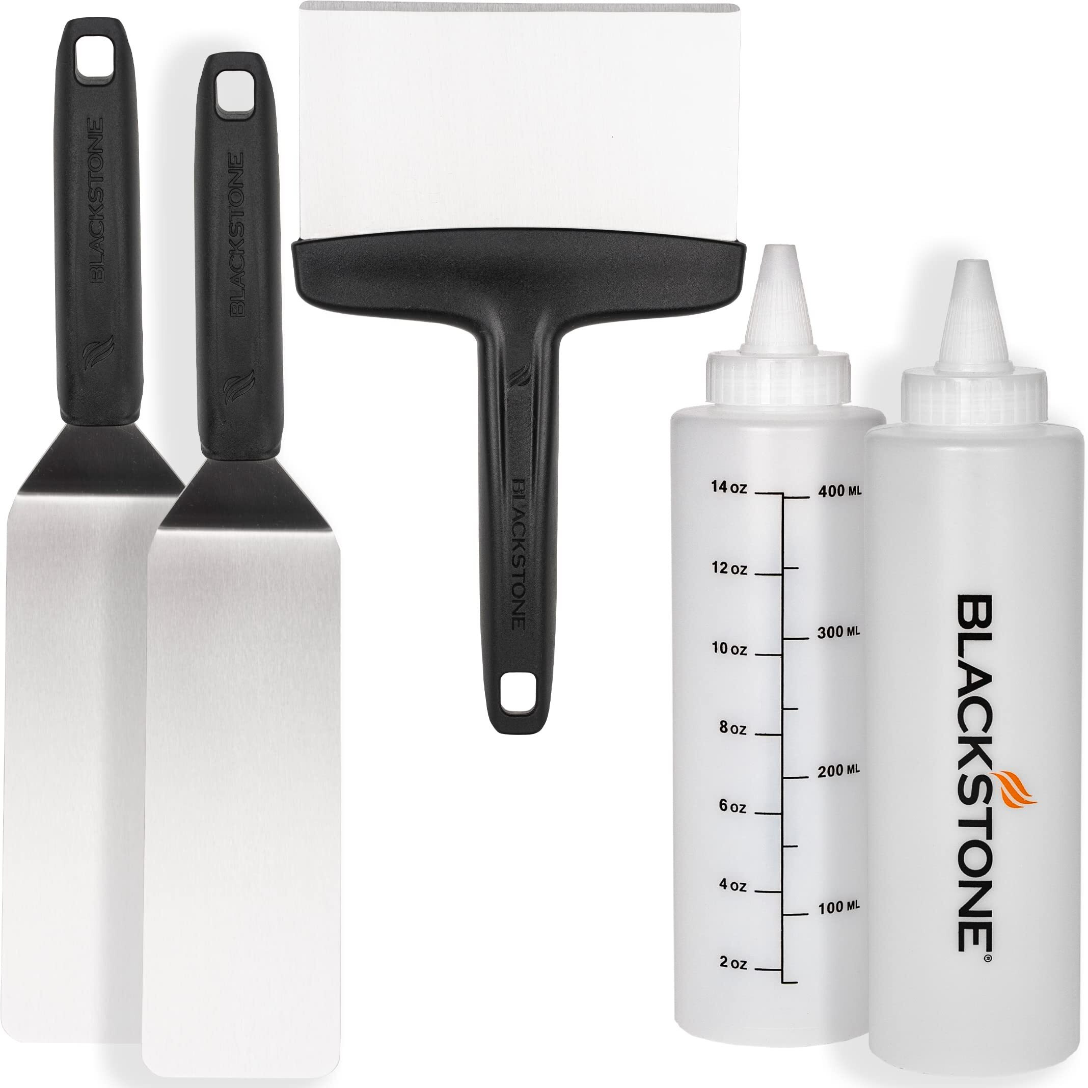 Blackstone Professional Grade Accessory Tool Kit (5 Pieces) 16 Oz Bottle  Two Spatulas  Chopper/Scraper And One Cookbook-Perfect For Cooking Indoor Or Outdoor  Multicolor