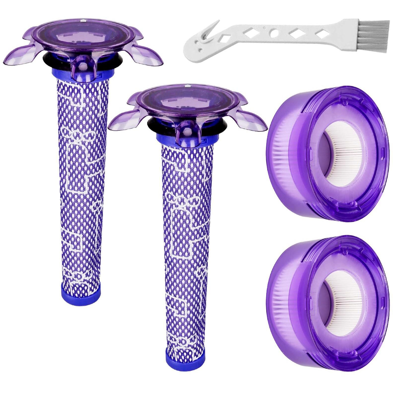 Lemige V7 V8 New Filter Replacement Kit For Dyson V7 V8 Slim Animal Absolute Motorhead Sv10 Sv11 Sv25 Sv37 Cordless Vacuums  2 Star Pre-Filters And 2 Hepa Post-Filters  Part No. 965661-05 & 967478-05