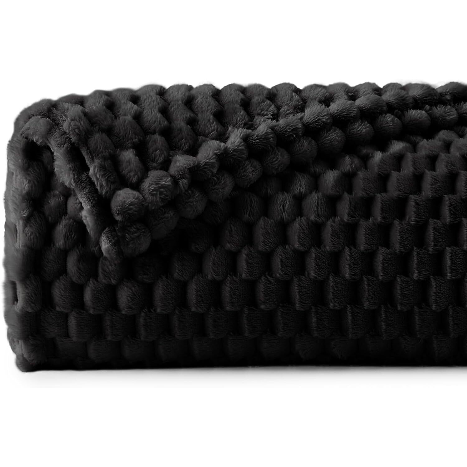 Bedelite Fleece Throw Blanket For Couch & Bed - 3D Jacquard Decorative Black Blanket  Super Soft And Cozy Warm Fuzzy Blanket All Seasons Suitable  50X60Inches