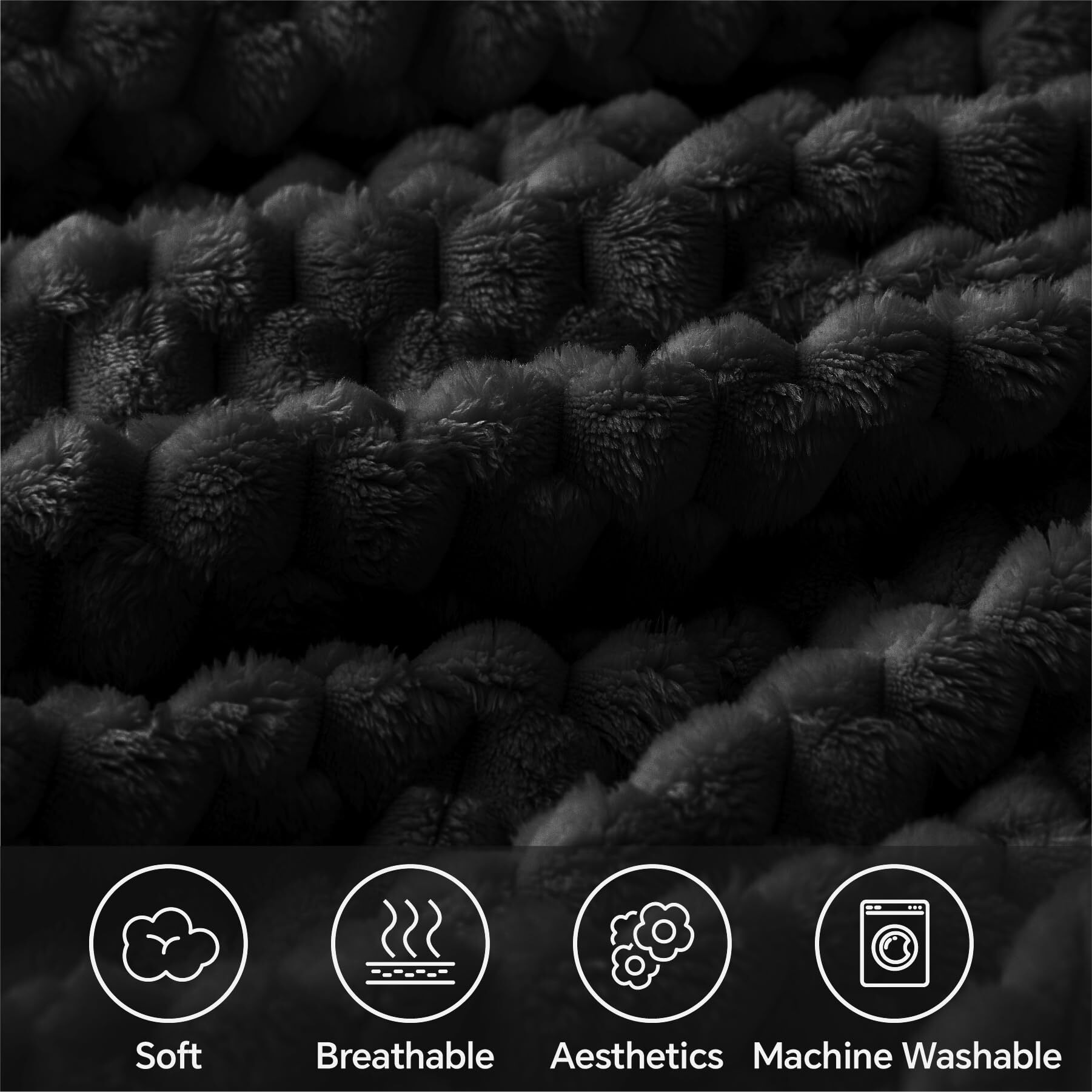 Bedelite Fleece Throw Blanket For Couch & Bed - 3D Jacquard Decorative Black Blanket  Super Soft And Cozy Warm Fuzzy Blanket All Seasons Suitable  50X60Inches