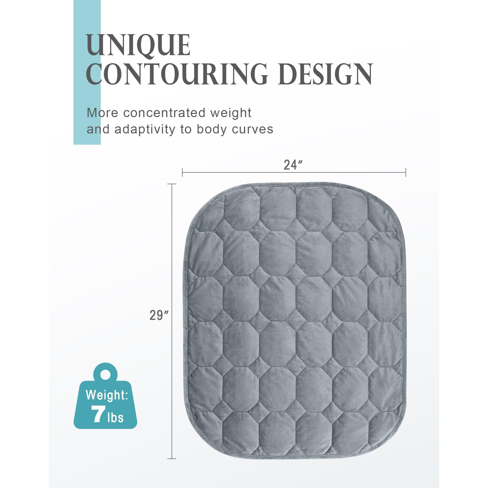 Cottonblue Weighted Lap Blanket 7Lbs  Cozy Luxury Crystal Velvet Weighted Blanket For Adults  Small Weighted Blanket For Relaxation  Sleeping  Travel  Grey  29"" X 24""