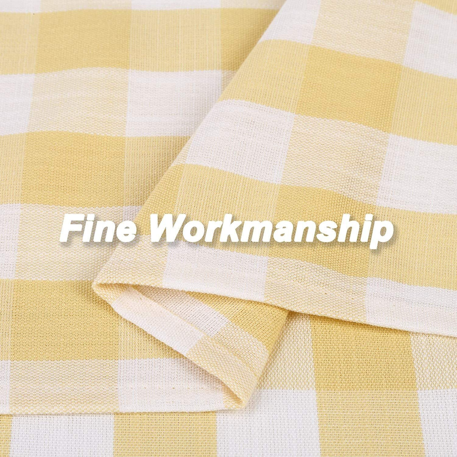 Amzdecor Buffalo Check Window Kitchen Tier Set  Yarn Dyed Curtains For Kitchen Small Cafe Curtains For Window Treatment Set Rod Pocket Half Window Curtain  28"" W X 36"" L  Yellow/White