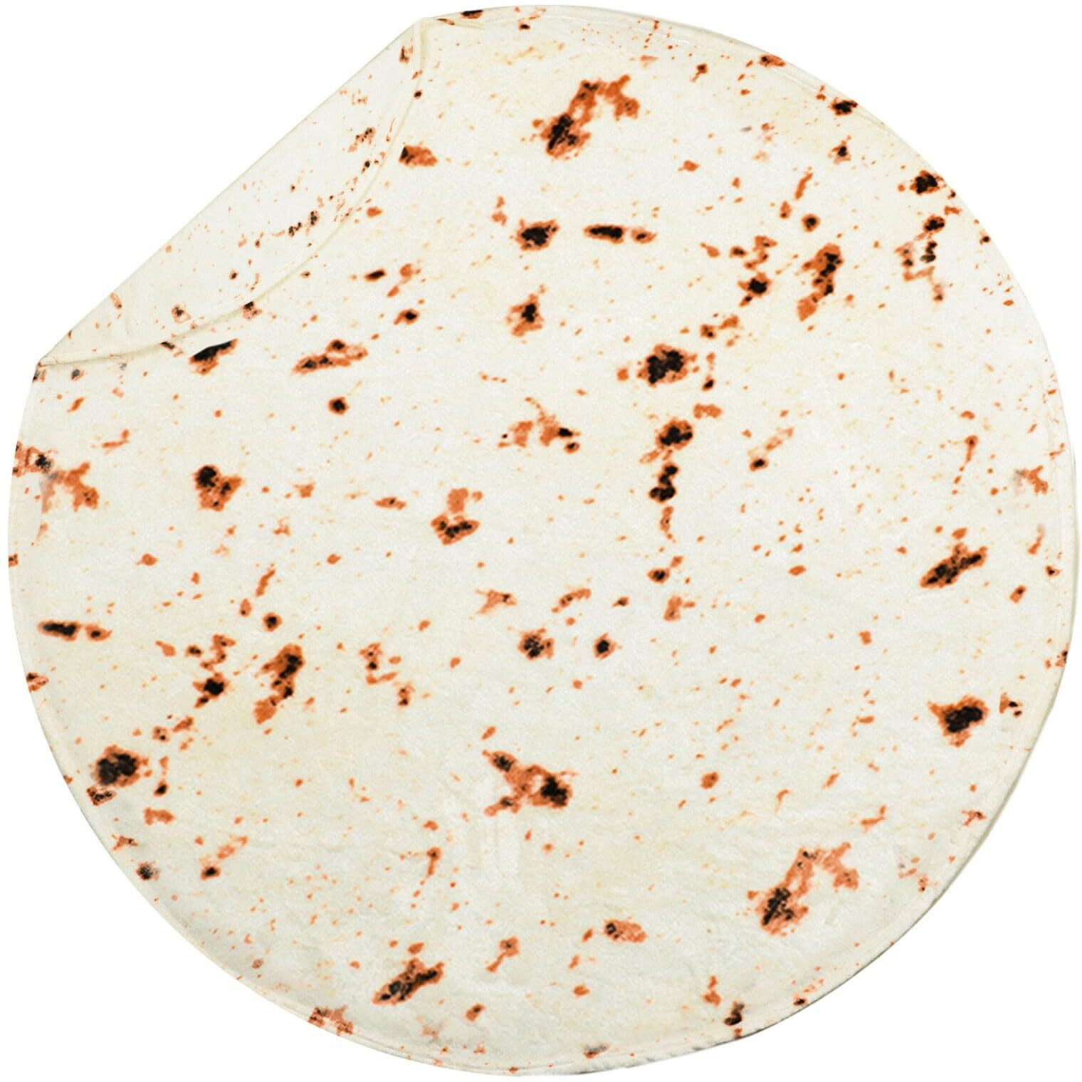 Excervent Tortilla Burritos Wrap Blanket For Adults And Kids  Funny Realistic Food Blanket  Novelty Tortilla Blanket  Super Soft Taco Flannel Throw Blanket  71 Inch Beige