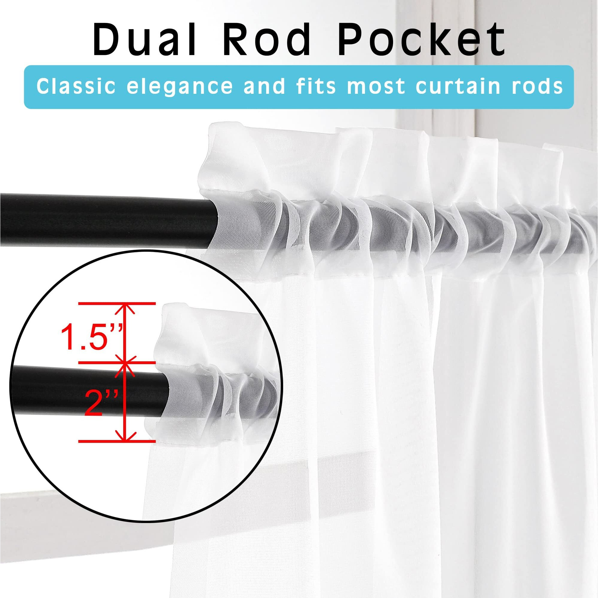 Ovzme 2 Panels Sheer White Curtains 54 Inches Length Window Treatment For Kitchen  Elegant Airy Transparent Curtain Draperies Rod Pocket For Kids Living Room  Each 42 Width 54 Length