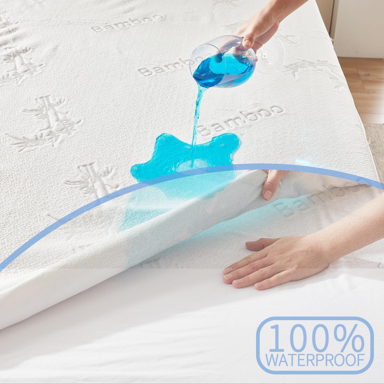 Waterproof Queen Size Mattress Protector  Cooling Mattress Pad Fitted 8""-21"" Deep Pocket  3D Air Fabric Bed Mattress Cover Noiseless Washable For Bedroom  Hotel