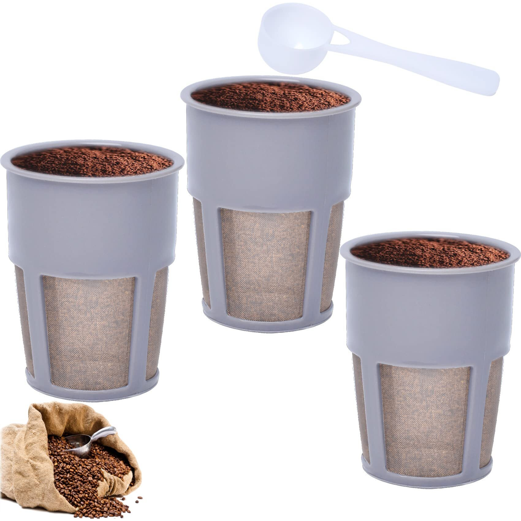 Podoy K400 Reusable Coffee Filter Inner For Compatible With Keurigg My K Cup 2.0 K250 K300/350/375 /450/475 Grey Universal Extra Filter