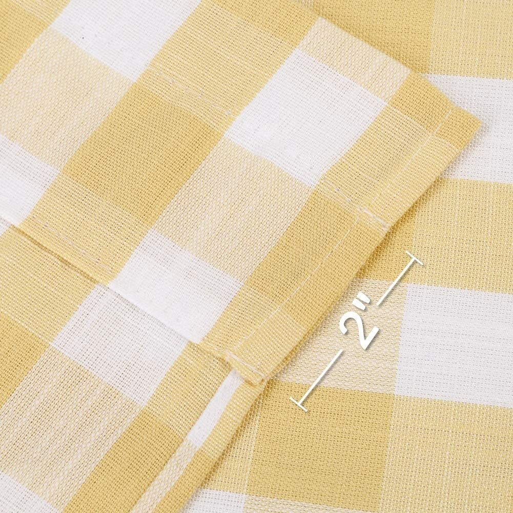 Yellow White Buffalo Plaid Cafe Curtains 30 Inches Long  Buffalo Check Kitchen Tier Curtains  Gingham Rod Pocket Short Window Curtain For Kitchen Bathroom  28"" W X 30"" L  Yellow/White  Set Of 2