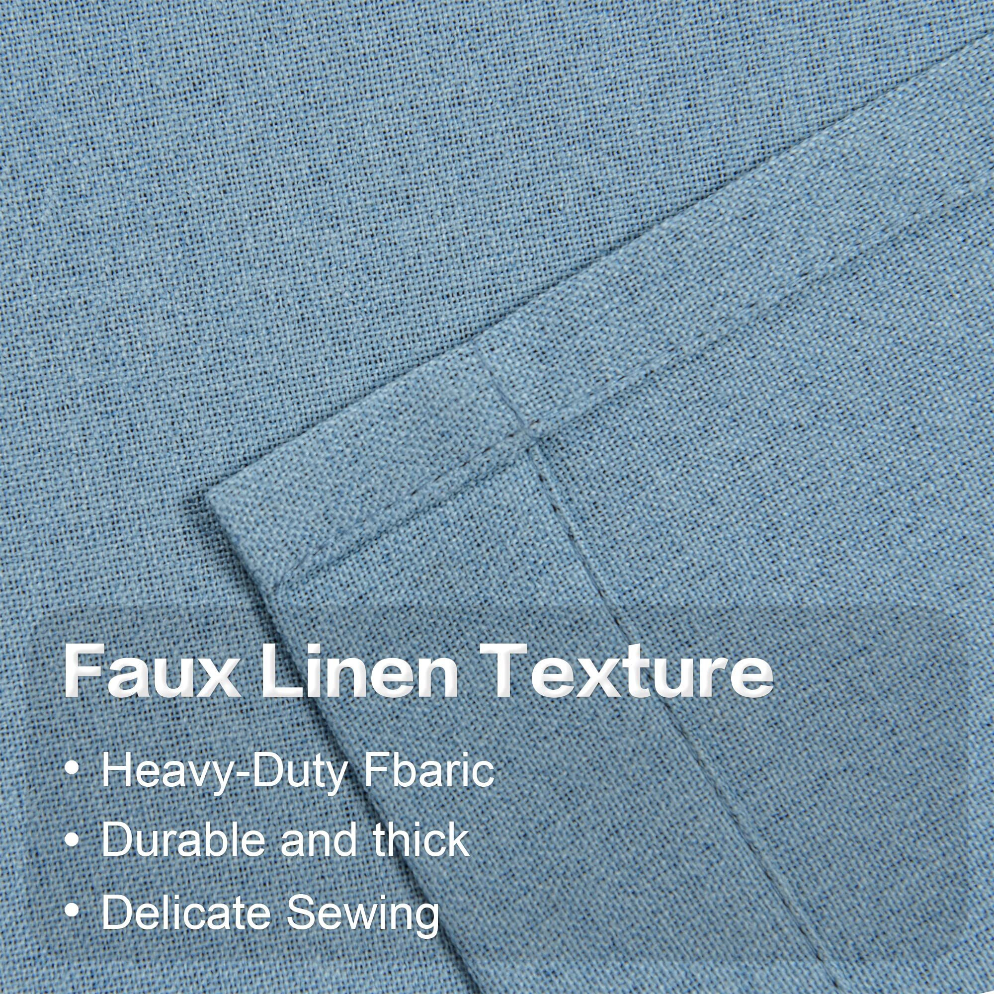 Room Darkening 100% Sun Blocking Linen Drapes For Bedroom -Room Darkening Energy Saving Thermal Insulated Window Treatment Curtain Drapes For Living Room (Air Blue 2 Panels W 52 X L 72 Inch Length)