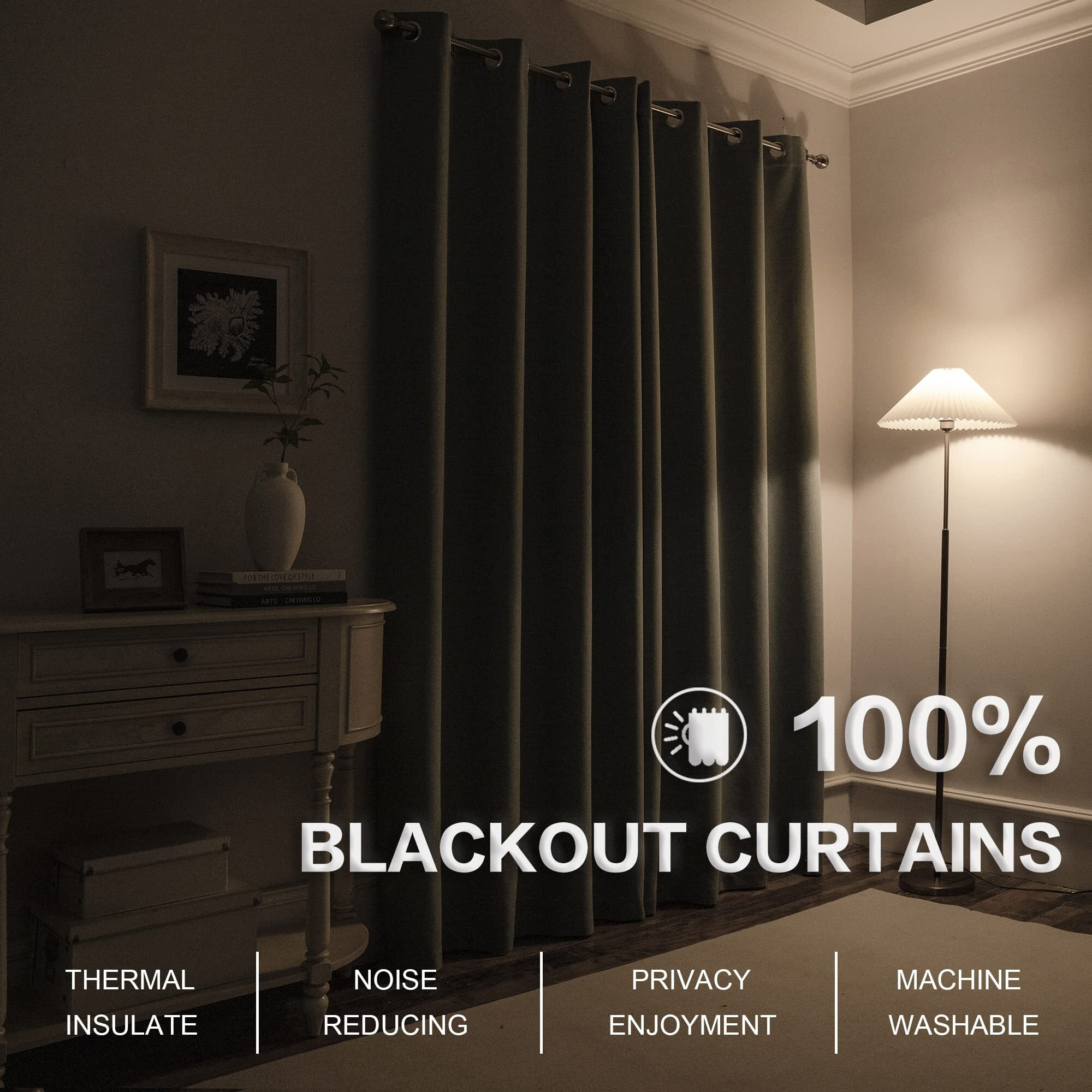 Room Darkening 100% Sun Blocking Linen Drapes For Bedroom -Room Darkening Energy Saving Thermal Insulated Window Treatment Curtain Drapes For Living Room (Air Blue 2 Panels W 52 X L 72 Inch Length)
