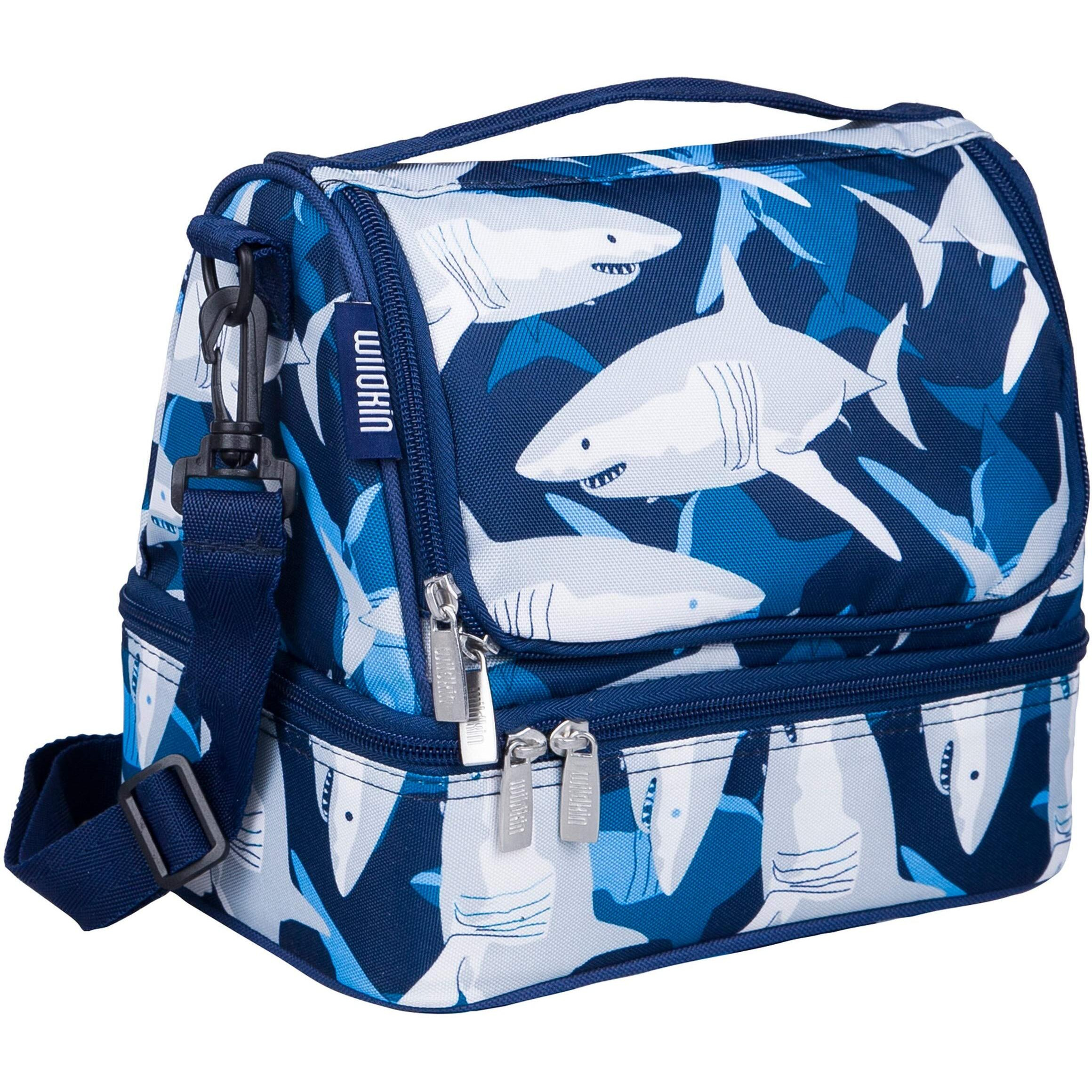 Wildkin Two Compartment Insulated Lunch Bag For Boys & Girls  Perfect For Early Elementary Lunch Box Bag  Ideal Size For Packing Hot Or Cold Snacks For School And Travel Lunch Bags (Sharks)