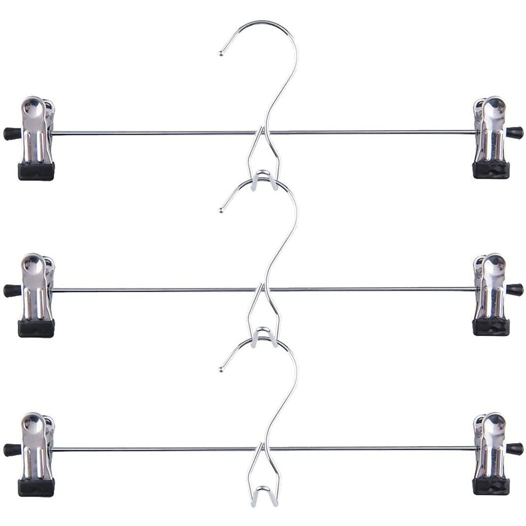 Tosnail 15 Pack Stackable Skirt Pants Clothes Hangers With Non-Slip Clips  Add-On Hangers  Cascading Hangers Space Saving Closet Organizer