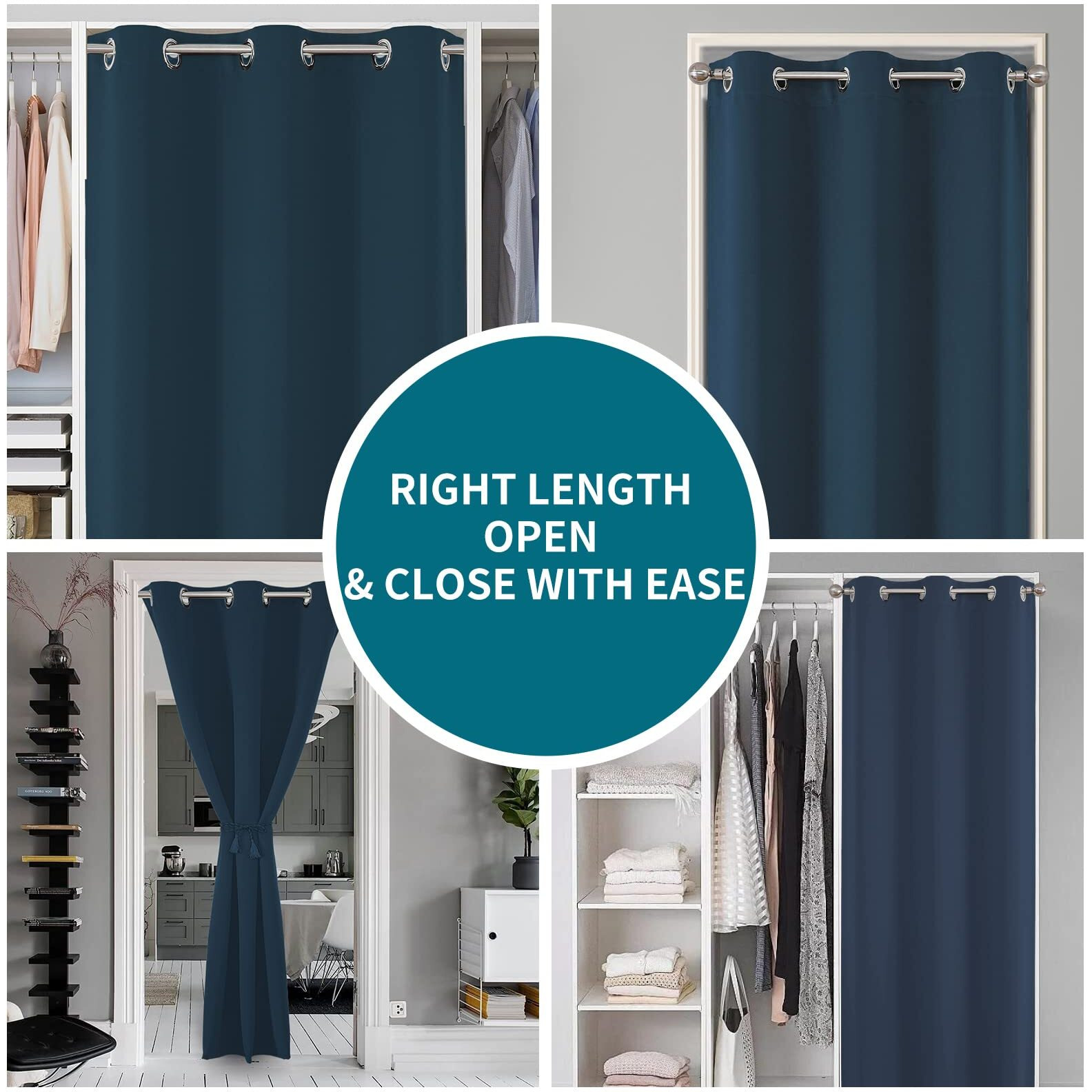 Joydeco Doorway Curtains Closet Curtains For Bedroom Closet Door  Navy Blue Door Curtains For Doorways Privacy Bedroom  Smooth Touch Dense Fabric