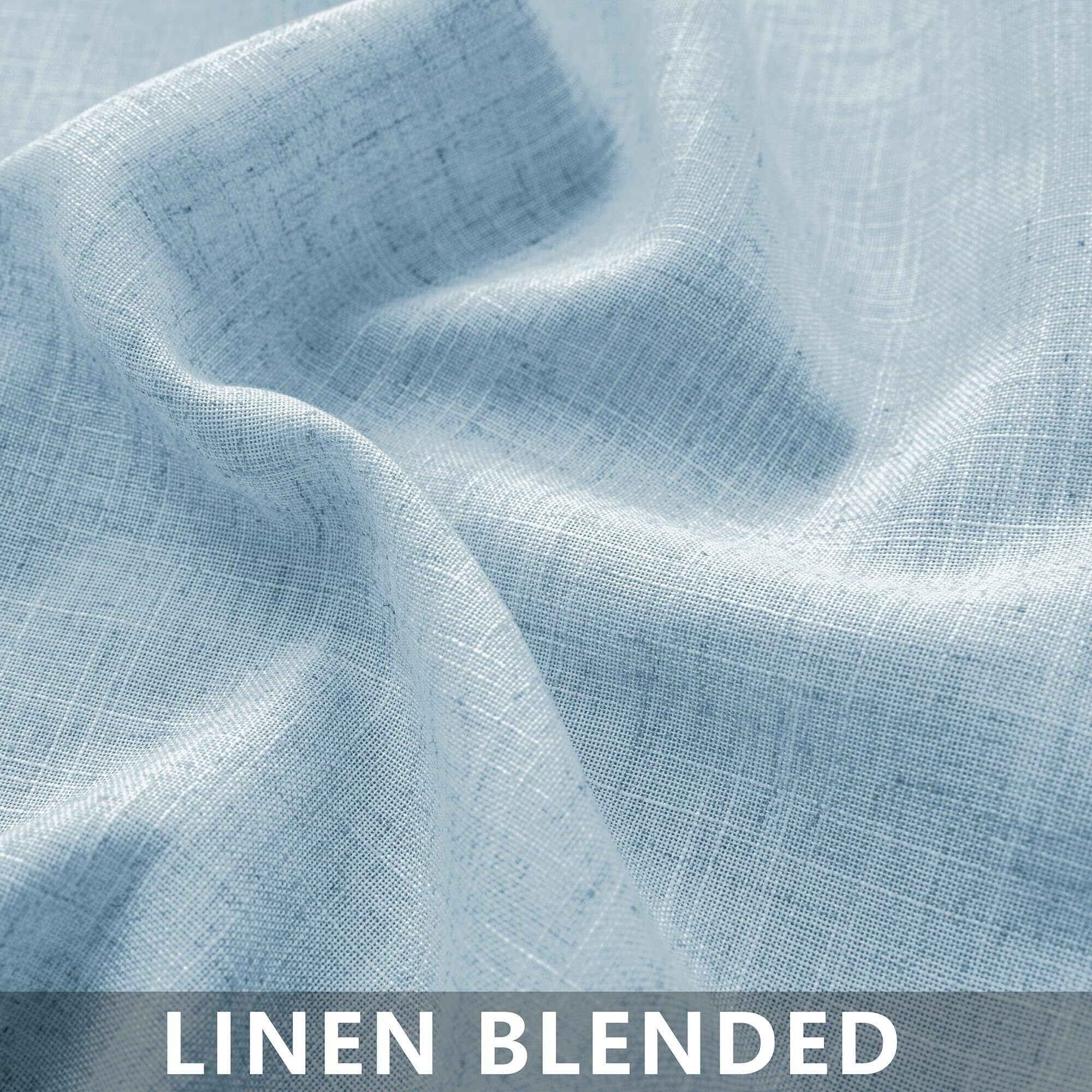 Light Blue Curtains Panels 63 Inch Length For Nursery Back Tab Semi Sheer  Linen Textured Drapes Rod Pocket 2 Panels Set Baby Sky Blue Summer Cozy Decor Curtain For Bedroom/Living Room/Kids Room