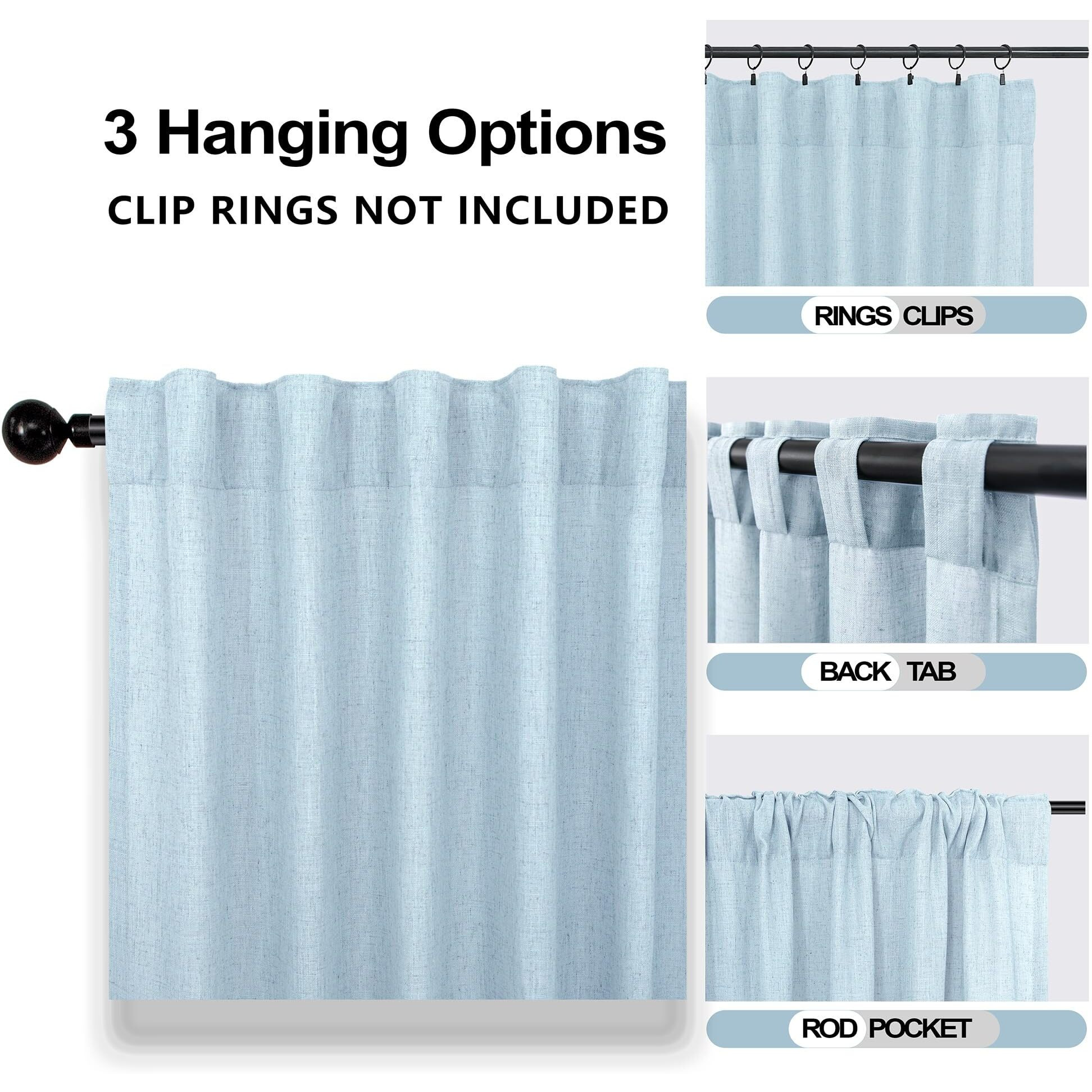 Light Blue Curtains Panels 63 Inch Length For Nursery Back Tab Semi Sheer  Linen Textured Drapes Rod Pocket 2 Panels Set Baby Sky Blue Summer Cozy Decor Curtain For Bedroom/Living Room/Kids Room