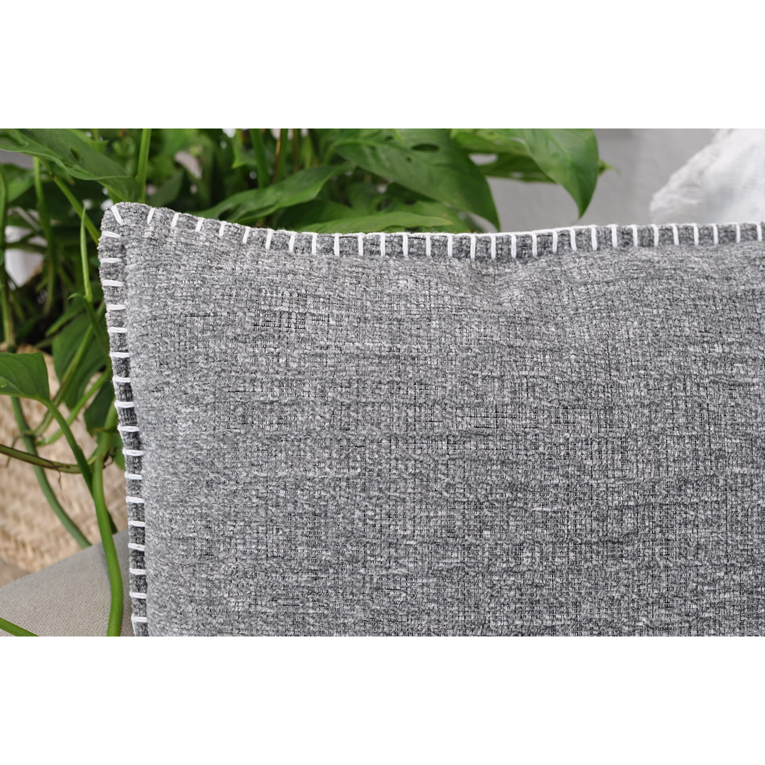 16X16 Pillow Covers Light Grey Set Of 2 Decor Pillow Covers Square  Textured Soft Chenille Gray Cushion Covers With Trim Edge  Decorative Farm House Modern Pillows Cases For Couch