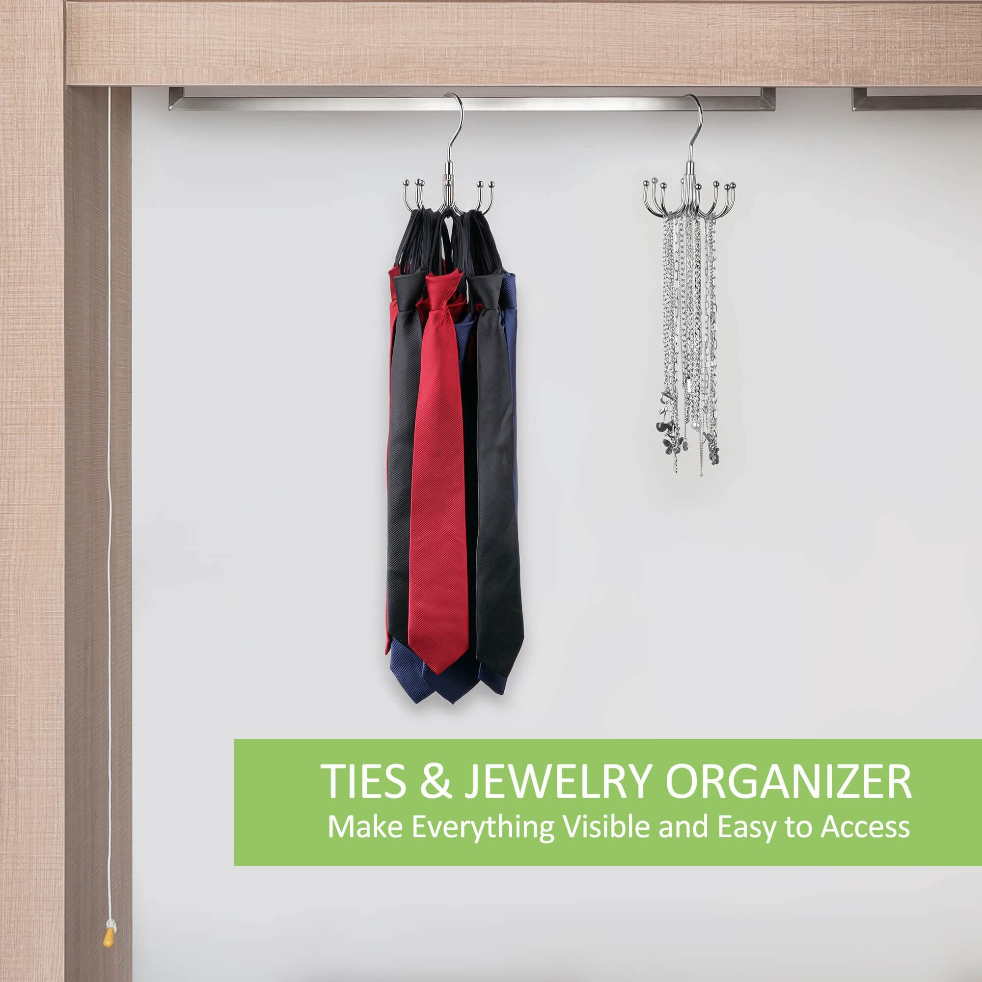 Omhomety Belt Hanger  Rotatable Belt Organizer For Closet  Accessories Rack  Space Saving Hanging Holder Storage Hook For Belt  Tie  Scarf  Purse  Bra  Tank Top  Silver