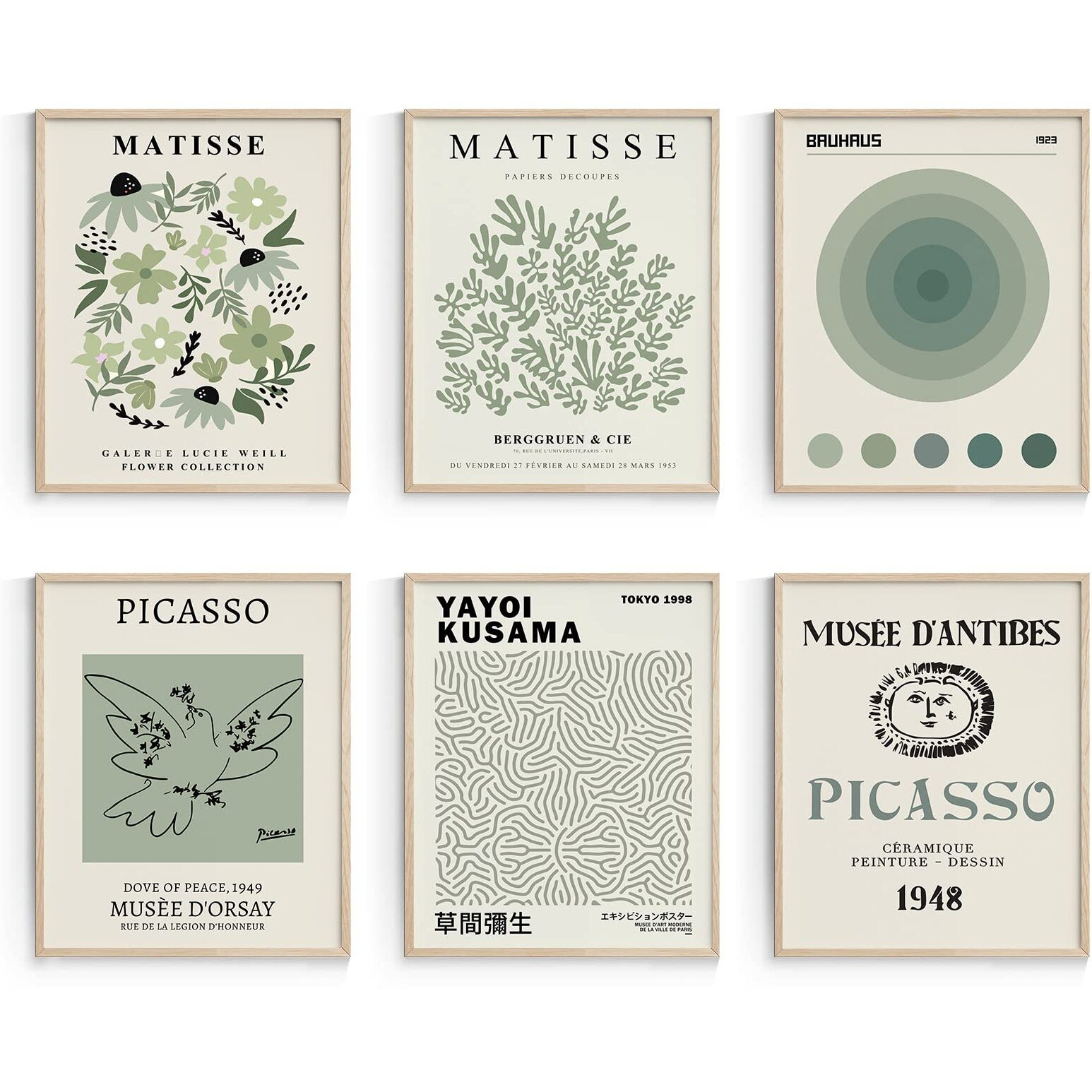 Habseligkeit Sage Green Matisse Wall Art Posters  Boho Vintage Master Wall Decors  Posters For Room Aesthetic Unframed  11X14In  Set Of 6