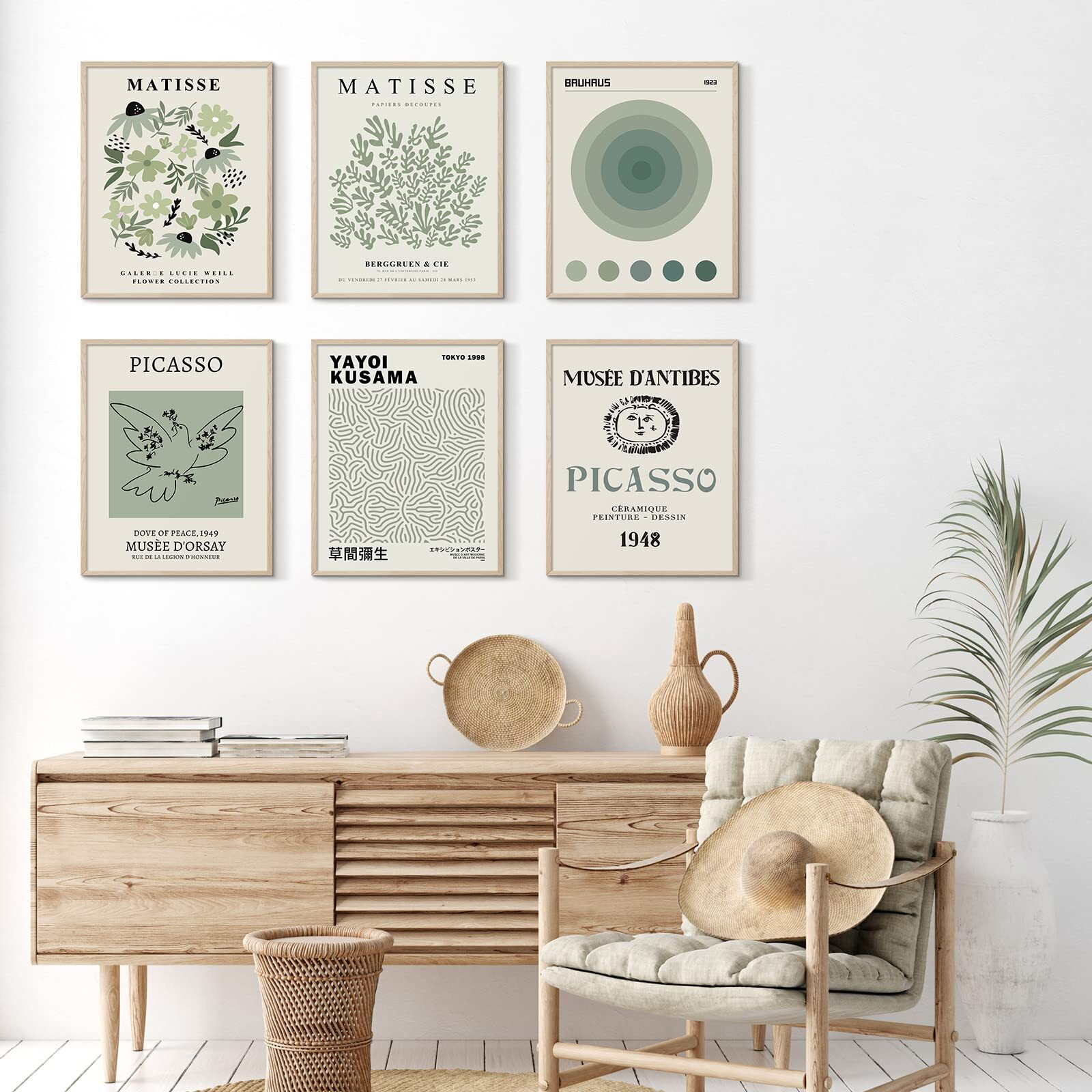 Habseligkeit Sage Green Matisse Wall Art Posters  Boho Vintage Master Wall Decors  Posters For Room Aesthetic Unframed  11X14In  Set Of 6