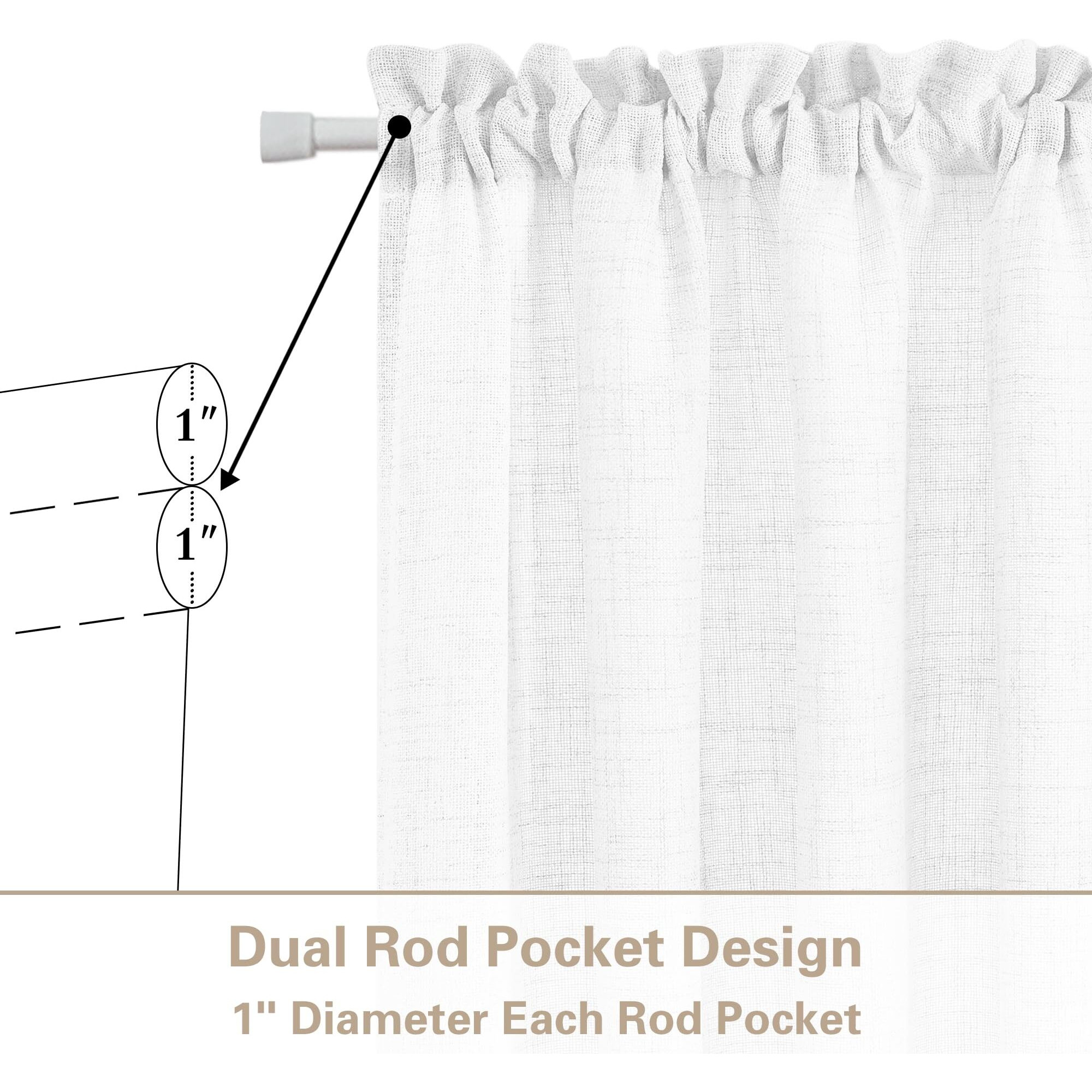 Dukiyo French Sheer Door Curtains Wrinkle Free  Chic Semi Transparent Linen Drapes 2 Panels Rod Pocket White Door Curtains Light Through W50 X L72 For Bedroom Kitchen Room Door