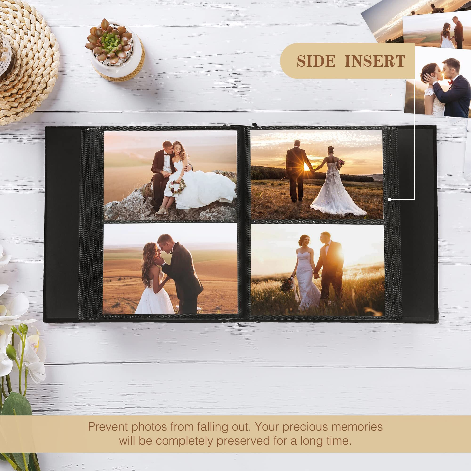 Potricher Small Photo Album 4X6 200 Photos Leather Cover Photo Book Albums With 200 Horizontal Pockets For Family Wedding Anniversary Baby (Red 200 Pockets)