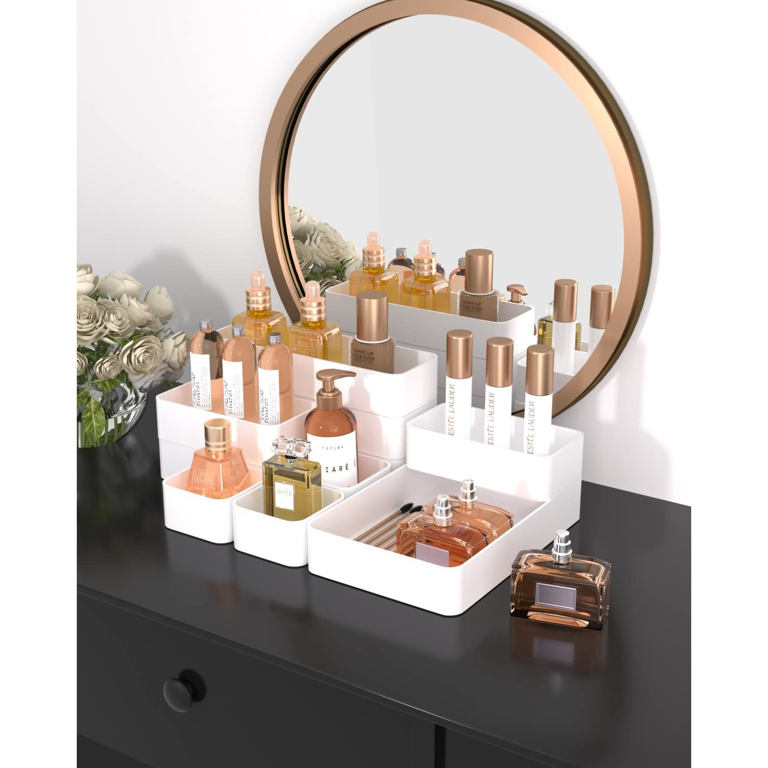 9 Pcs Stackable Drawer Organizer Trays Set  Multifunctional Stackable Storage Trays For Vanity  Bathroom  Kitchen  Desk Drawer Organizer Office. Plastic Drawer Organizers Available In 5 Colours  White