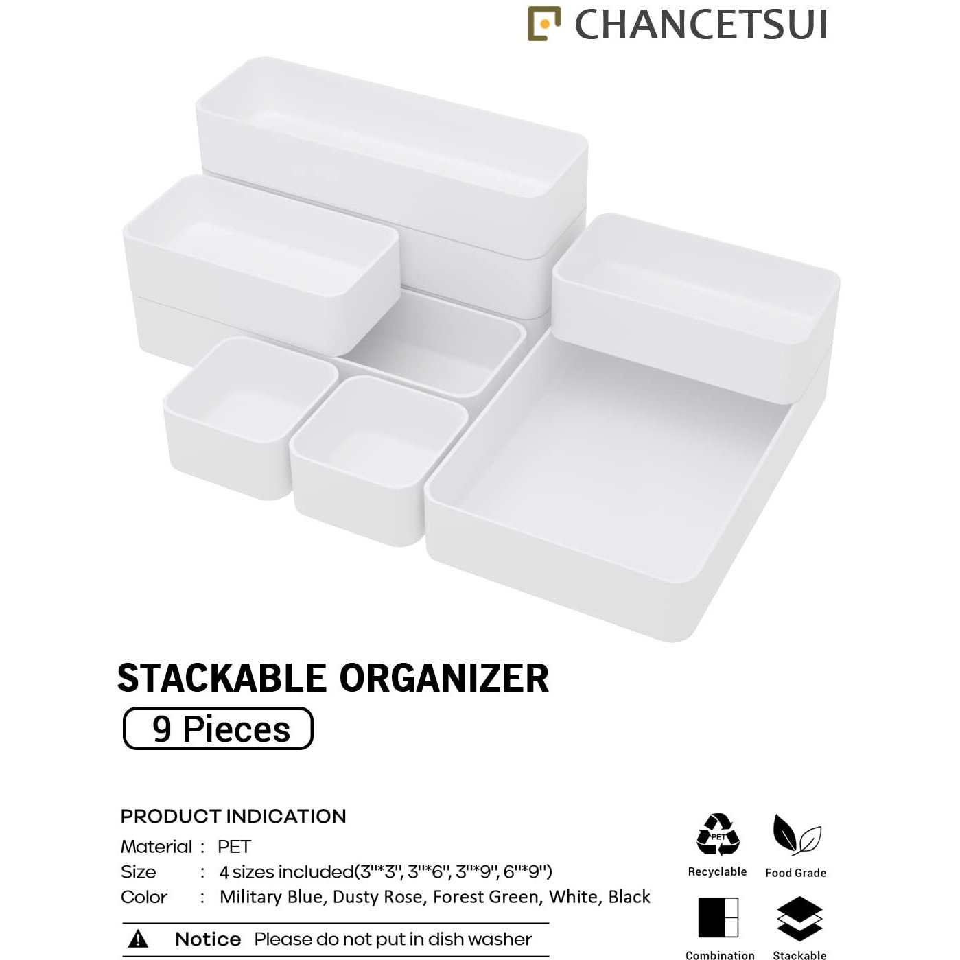 9 Pcs Stackable Drawer Organizer Trays Set  Multifunctional Stackable Storage Trays For Vanity  Bathroom  Kitchen  Desk Drawer Organizer Office. Plastic Drawer Organizers Available In 5 Colours  White
