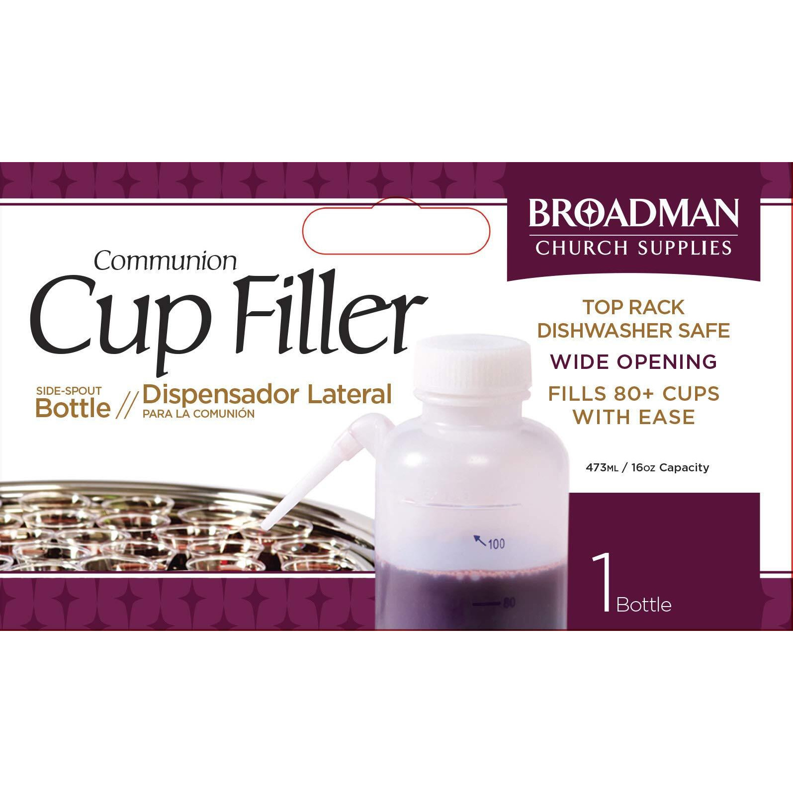 Plastic No Drip Communion Cup Filler - Squeeze Bottle W/Side Straw - Fills 80 Cups