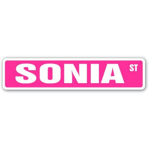 Sonia Street Sign Childrens Name Room Sign | Indoor/Outdoor |  18"" Wide Plastic Sign