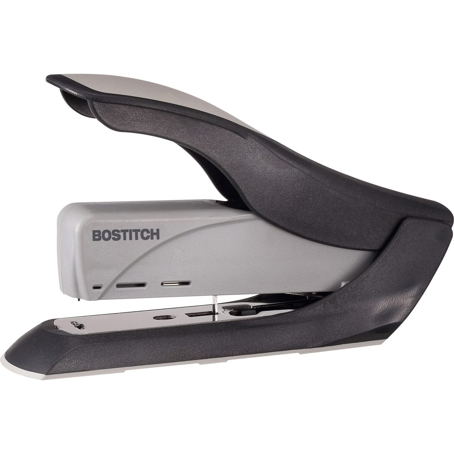 Bostitch 60 Sheet Heavy Duty Stapler - Two Fingers  No Effort  Spring Powered Stapler - Gray (1200)