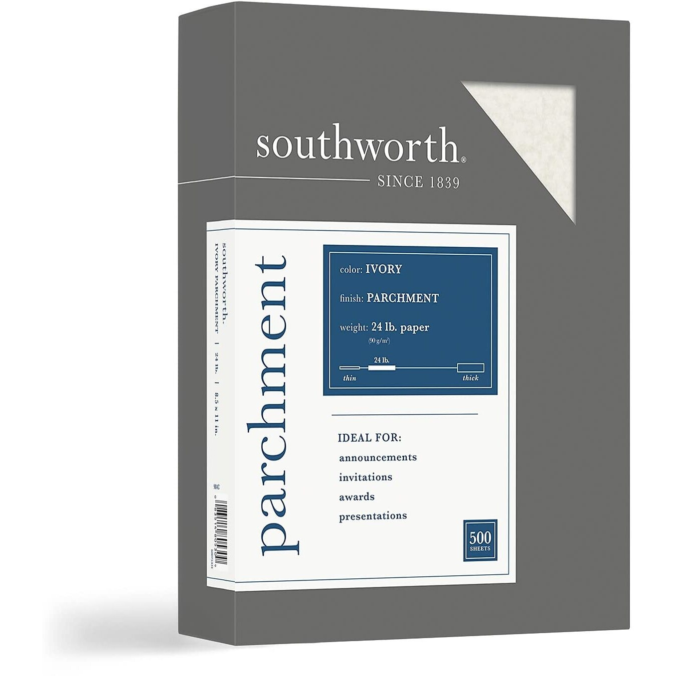 Southworth 984C Parchment Specialty Paper Ivory 24 Lb. 8 1/2 X 11 500/Box (Sou984C)