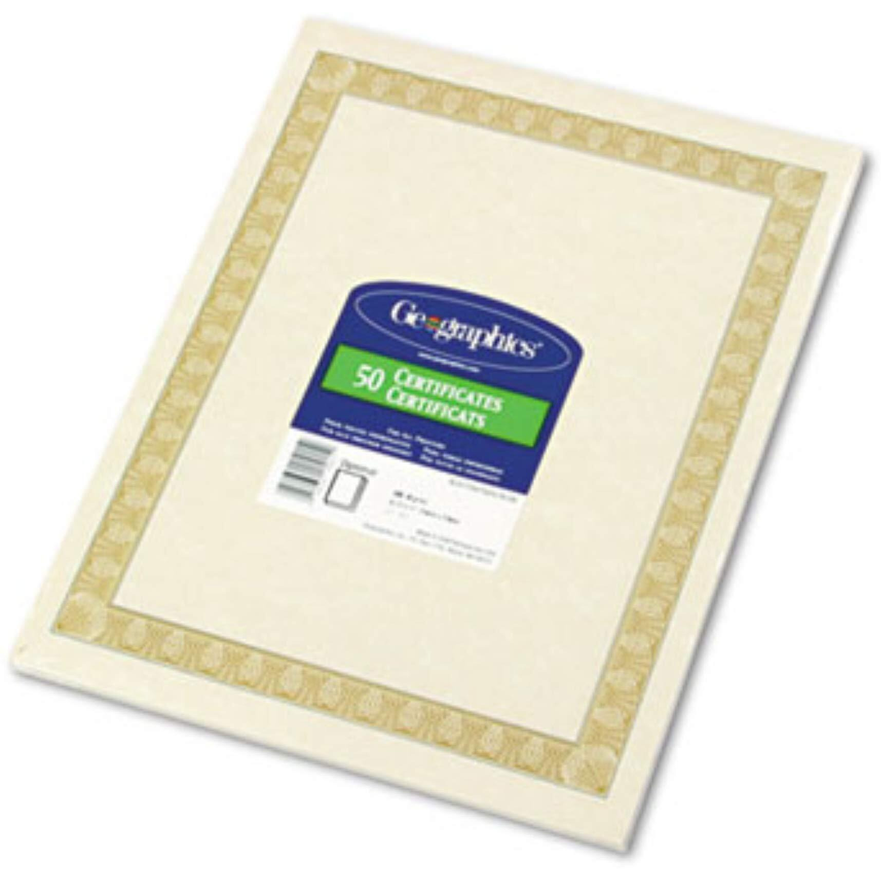 Geographics Paper Certificate  8-1/2"&quotX11'  50/Pk  Gold