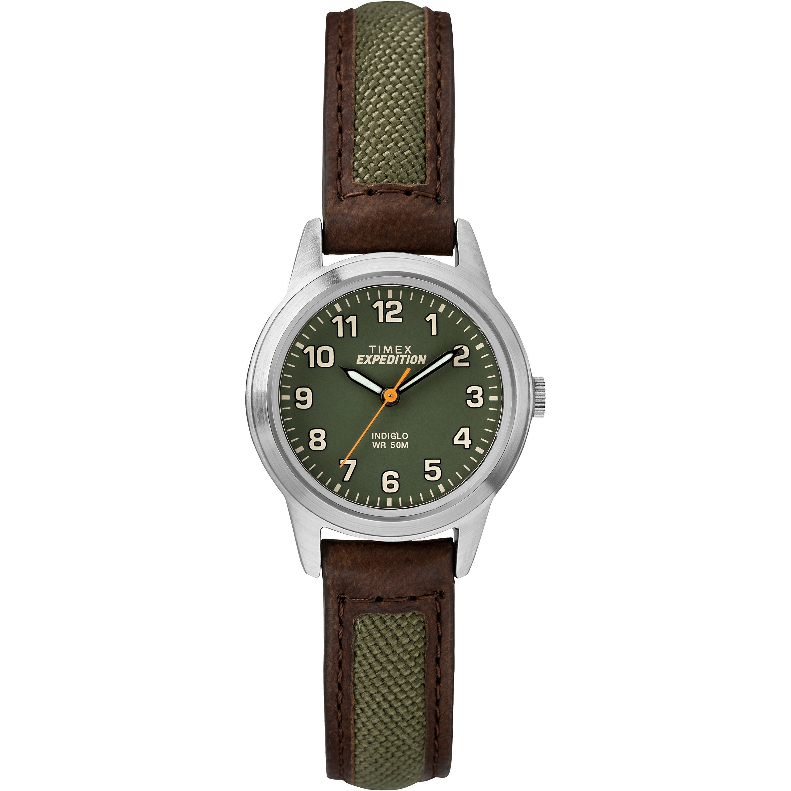 Timex Women's Tw4B12000 Expedition Field Mini Brown/Green Nylon/Leather Strap Watch