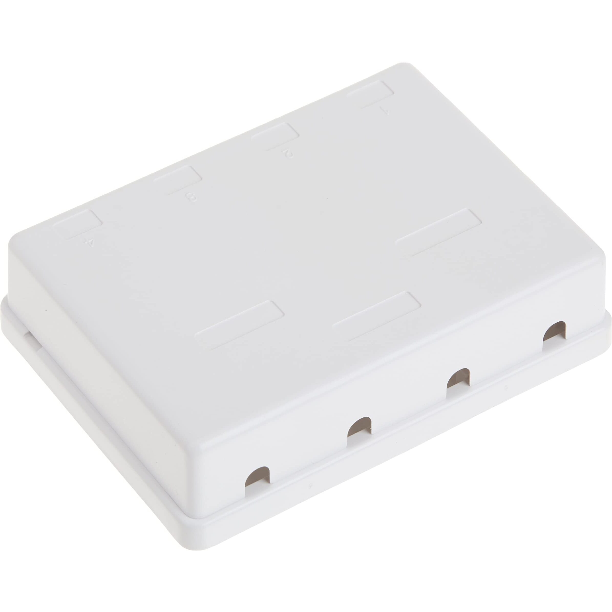 4 Port Keystone Jack Surface Mount Box  White  Surface Mount Box For Networking  Home Theatre  Security/Surveillance  Cablewholesale