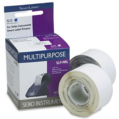 Seiko Smartlabel Slp-Mrl Multipurpose Label  440-Labels 1-1/8 X 2 Slp-Mrl For Seiko Label Printers  1.1"" Width X 2"" Length - 220/Roll - 0.79"" Core - 2 Roll - White