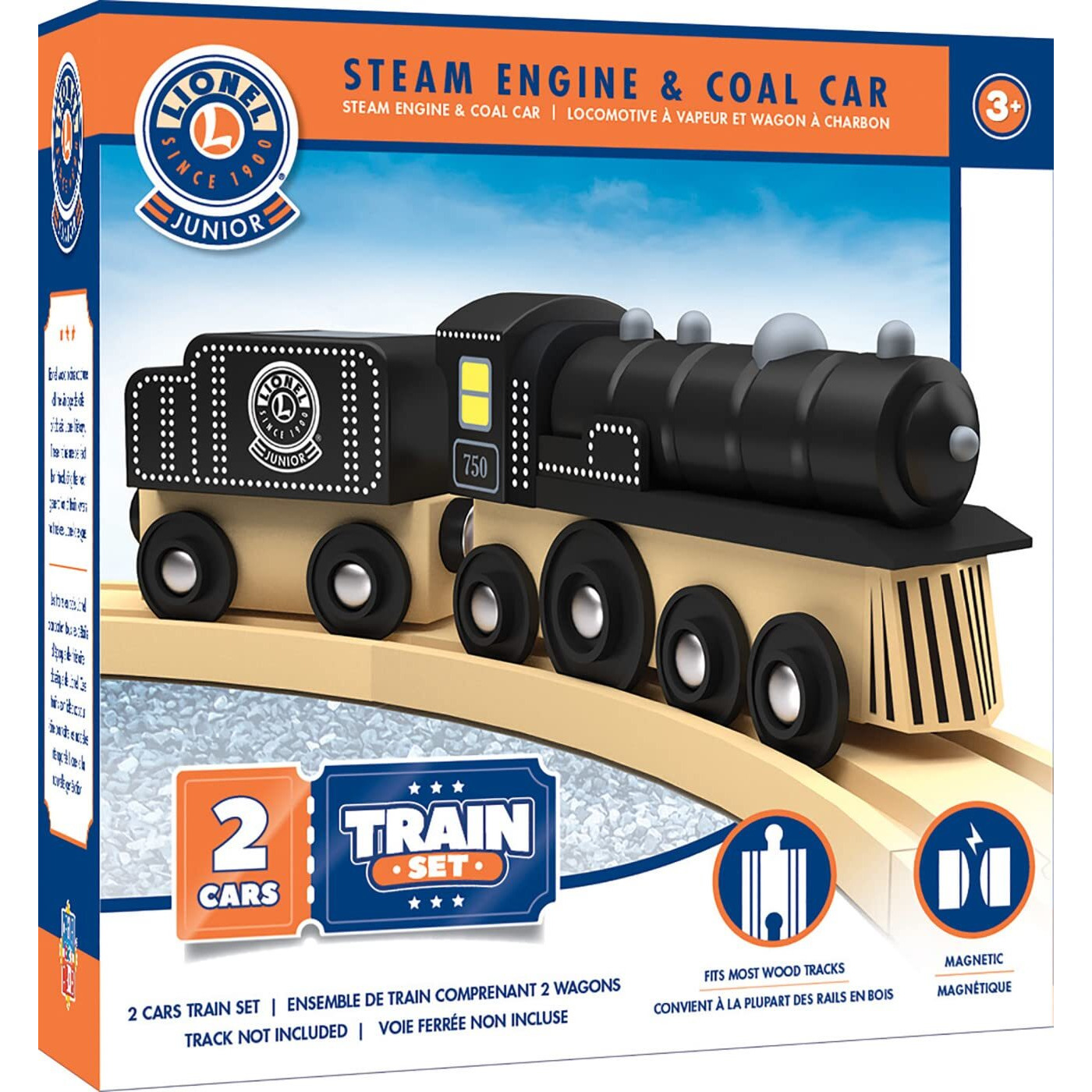 Masterpieces Wood Train 2 Piece Set - Lionel Collector's Steam Engine & Coal Car - Officially Licensed Toddler & Kids Toy