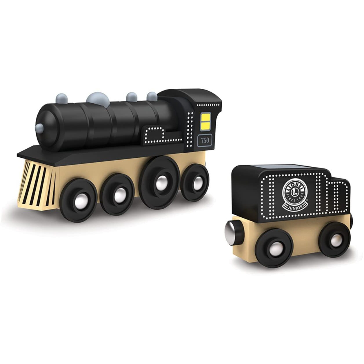 Masterpieces Wood Train 2 Piece Set - Lionel Collector's Steam Engine & Coal Car - Officially Licensed Toddler & Kids Toy